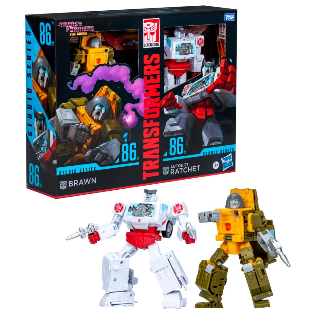 Transformers Studio Series Deluxe 86-27 Brawn & 86-28 Ratchet 2-Pack – Movie-Inspired Figures
