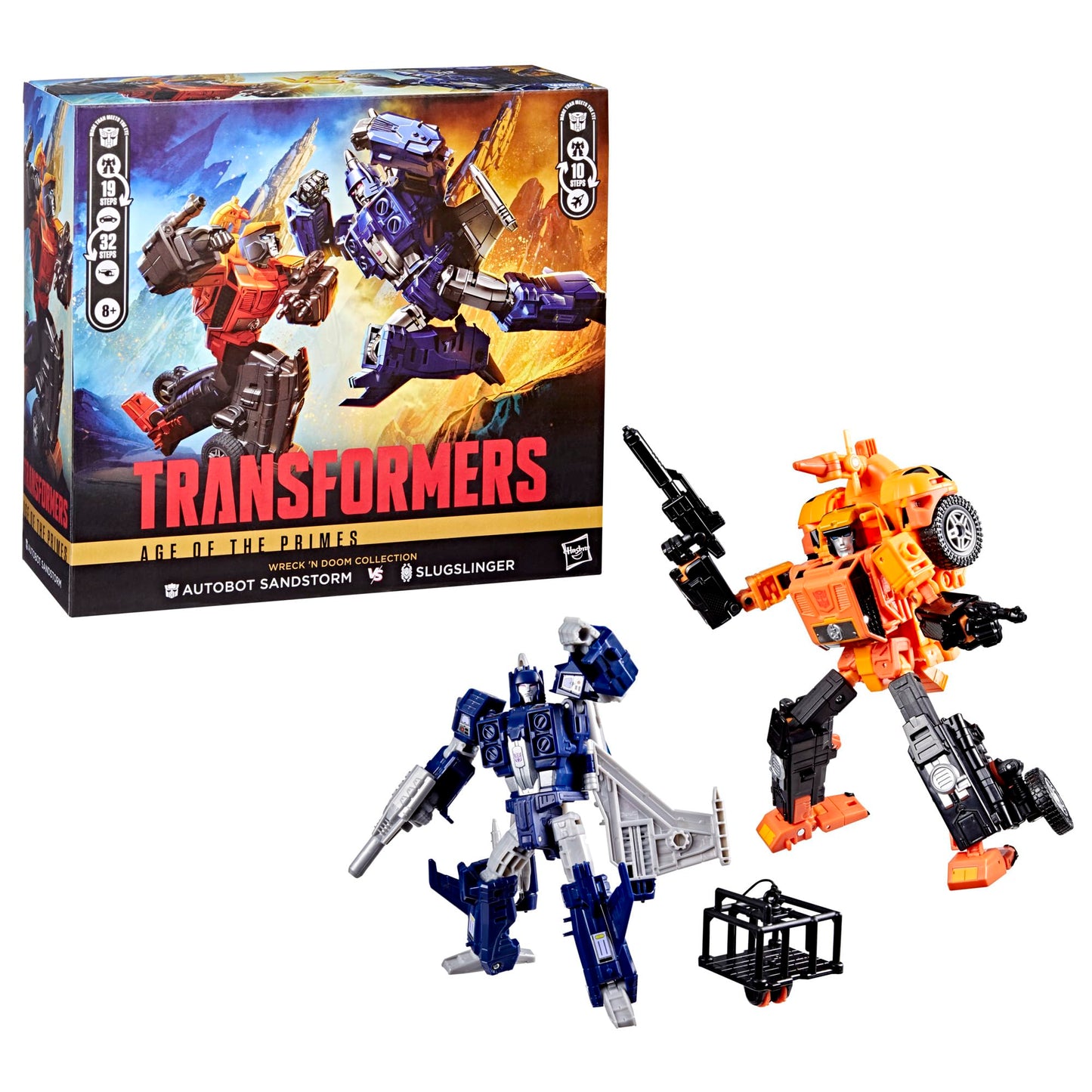 Transformers Age of the Primes Wreck 'n Doom Collection 2-Pack – Sandstorm & Slugslinger (7.5-inch & 5.5-inch) – Amazon Exclusive
