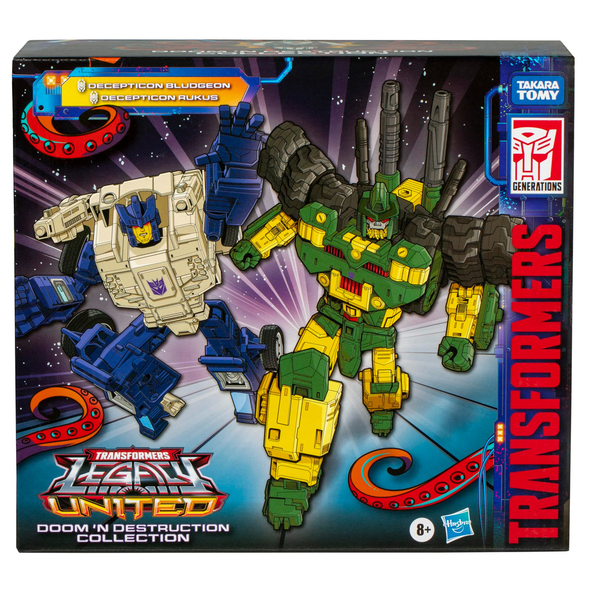 Transformers Legacy United Doom 'n Destruction Collection: Bludgeon & Rukus 2-Pack – Mayhem Attack Squad, 7" Bludgeon + 5.5" Rukus, Amazon Exclusive