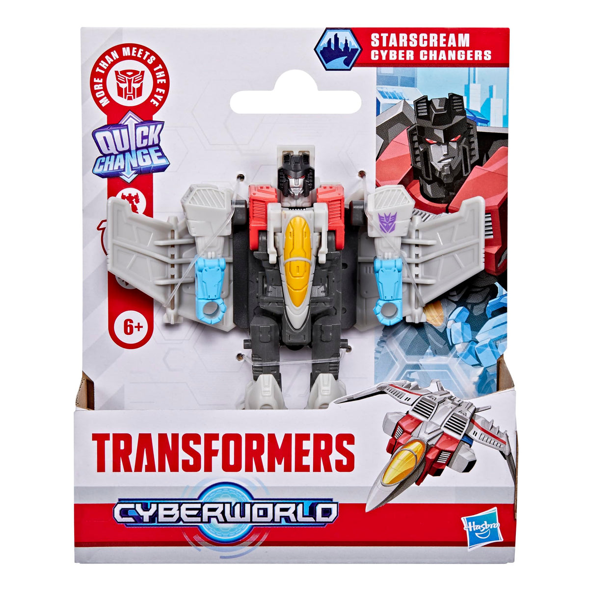 Transformers CYBERWORLD Starscream Cyber Changers 4-Inch Action Figure | 2-In-1 Robot to Jet