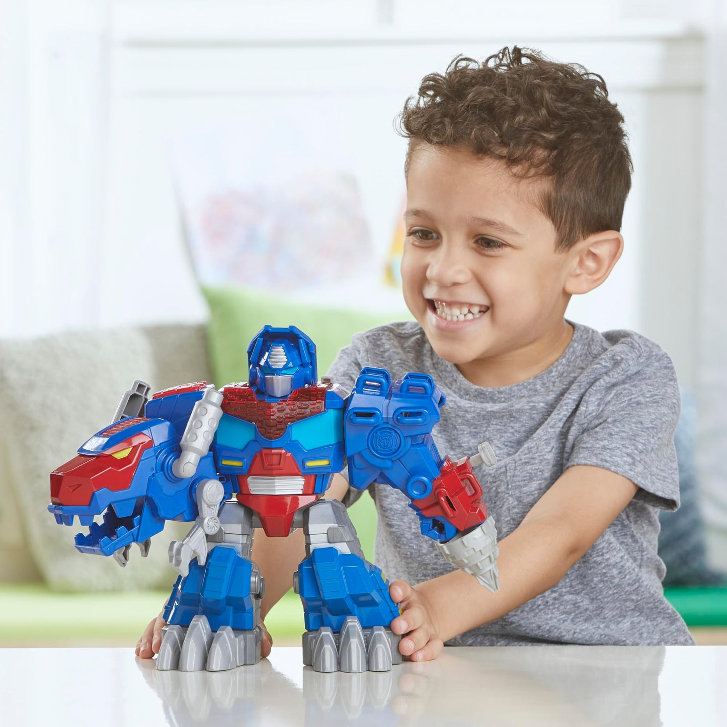 Transformers Dinobot Adventures: Optimus Prime T-Rex Converting Toy with Lights & Sounds