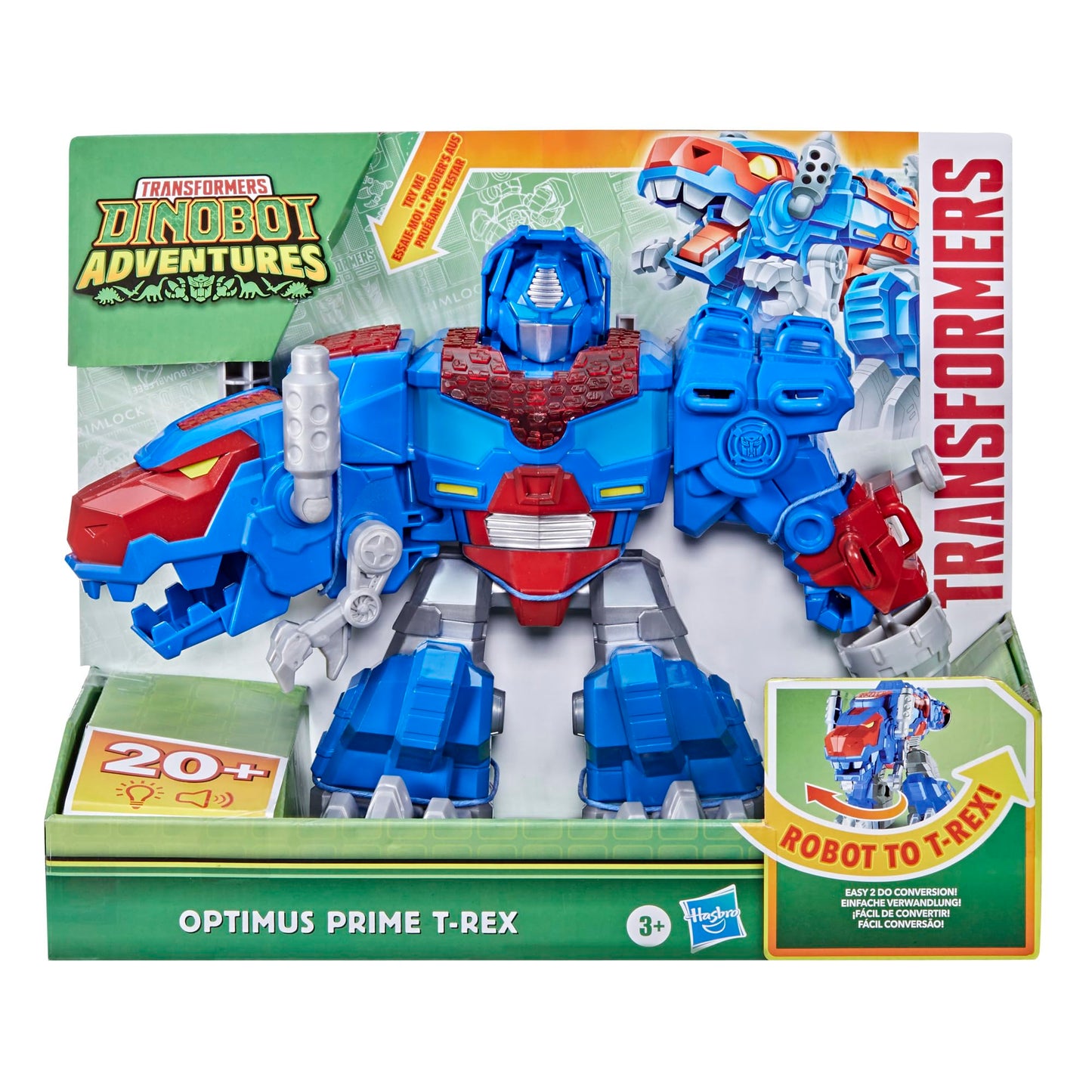 Transformers Dinobot Adventures: Optimus Prime T-Rex Converting Toy with Lights & Sounds