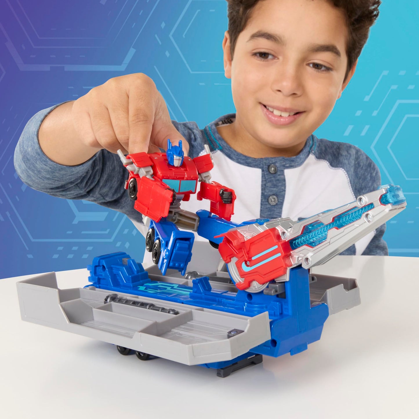 Transformers EarthSpark Optimus Prime Battle Trailer Playset – Lights & Sounds