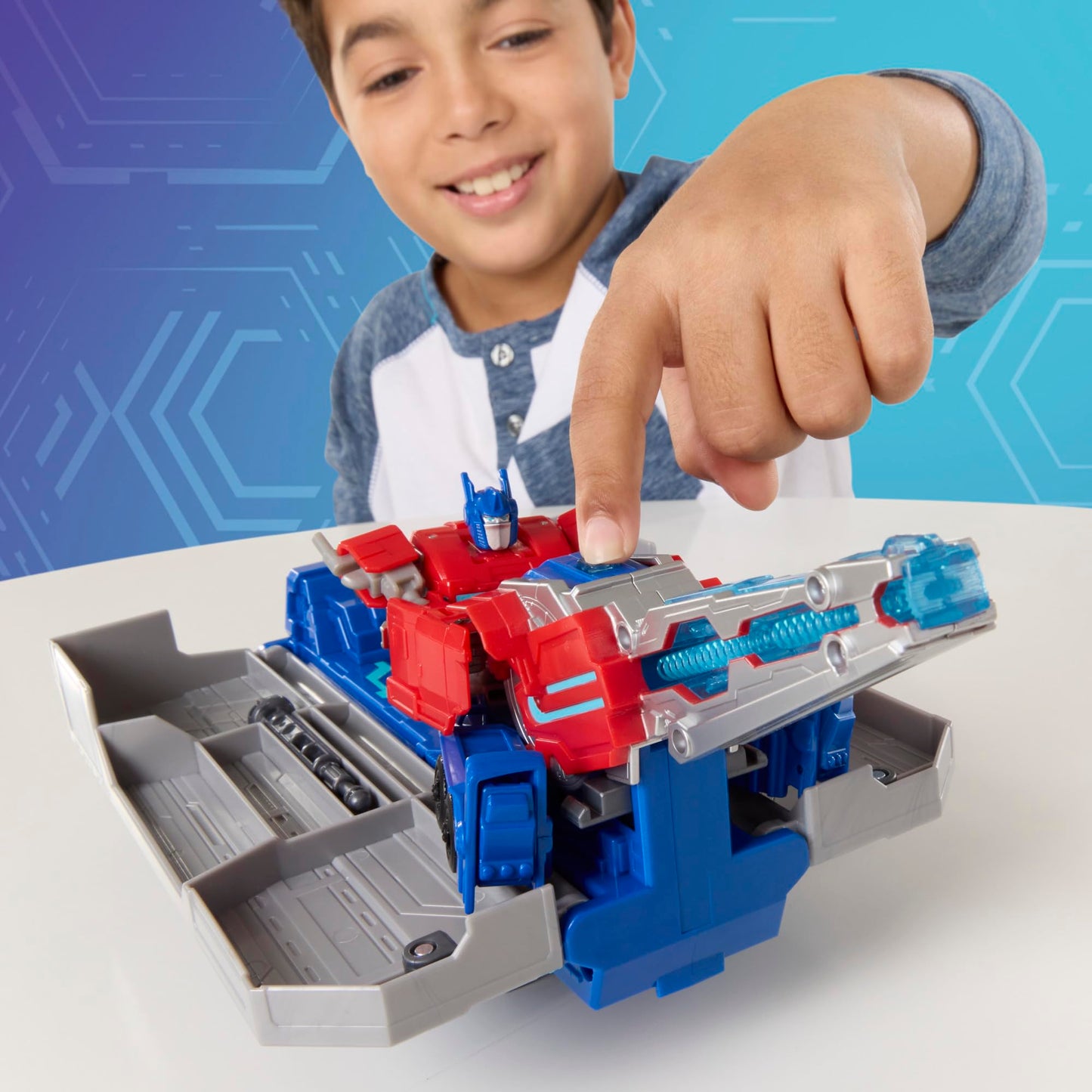 Transformers EarthSpark Optimus Prime Battle Trailer Playset – Lights & Sounds