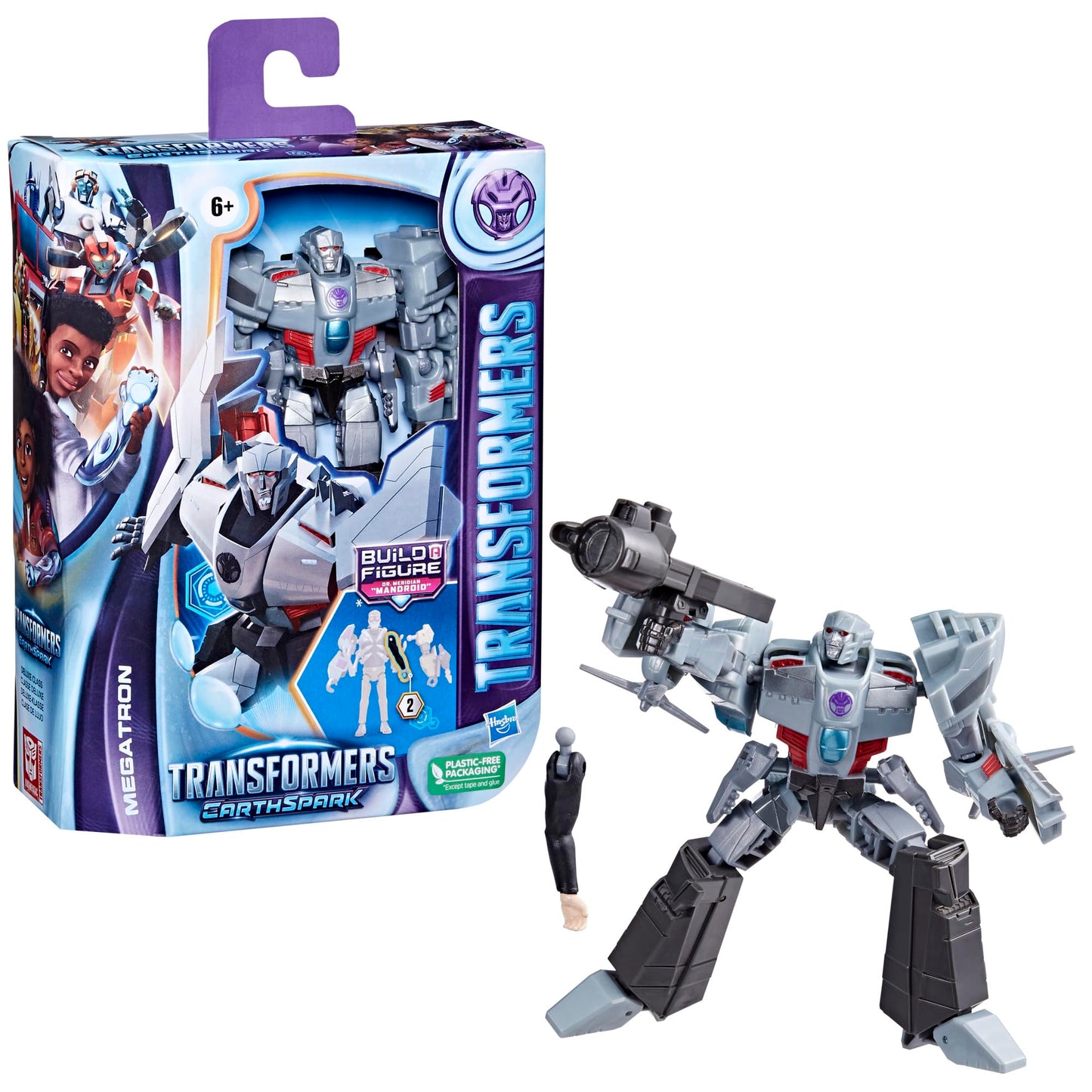 Transformers EarthSpark Megatron Deluxe 12.5 cm Figure — 2-in-1 Robot to Aircraft, Build-a-Figure