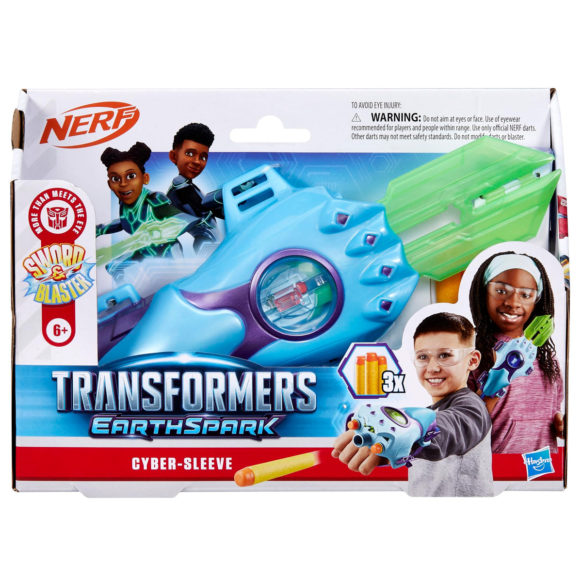 Transformers EarthSpark Cyber-Sleeve Battle Blaster with 3 Nerf Darts & Cyber-Sword | Interactive Toy for Kids 6+