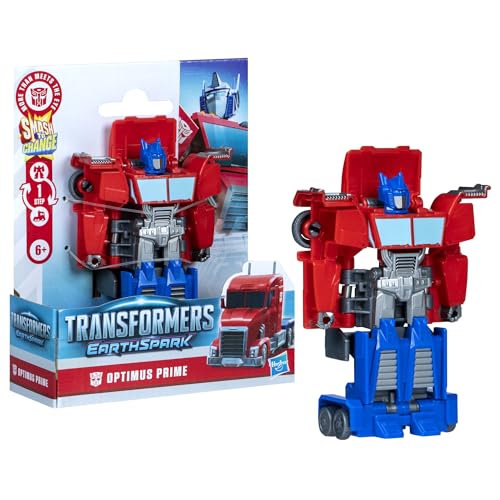 Transformers EarthSpark 1-Step Smash Changers Optimus Prime – 4-Inch Robot Figure