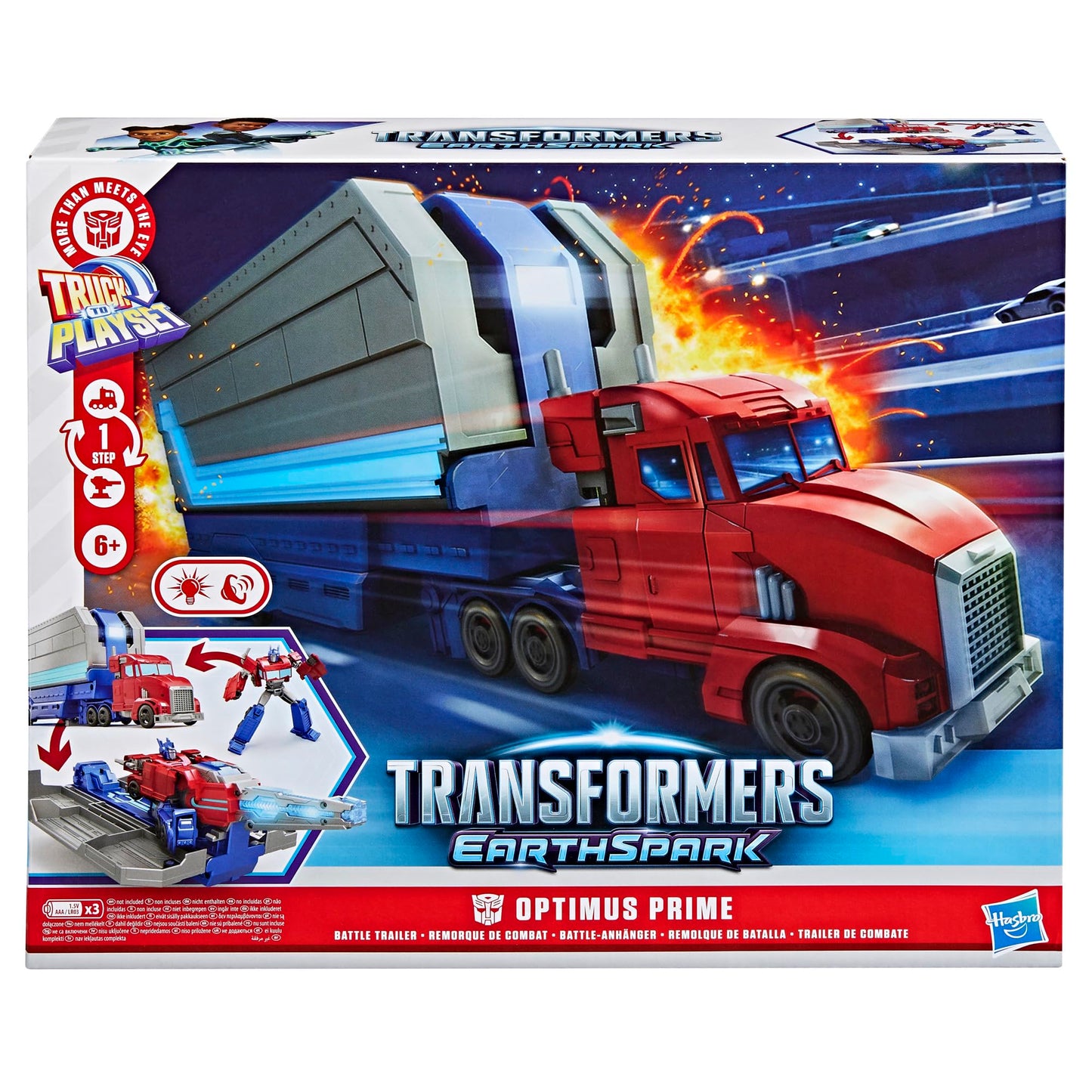 Transformers EarthSpark Optimus Prime Battle Trailer Playset – Lights & Sounds