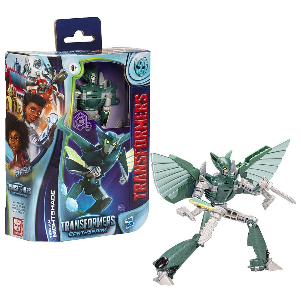 Transformers EarthSpark Terran Nightshade Deluxe Class 12.5 cm Figure – 2-in-1 Robot to Owl