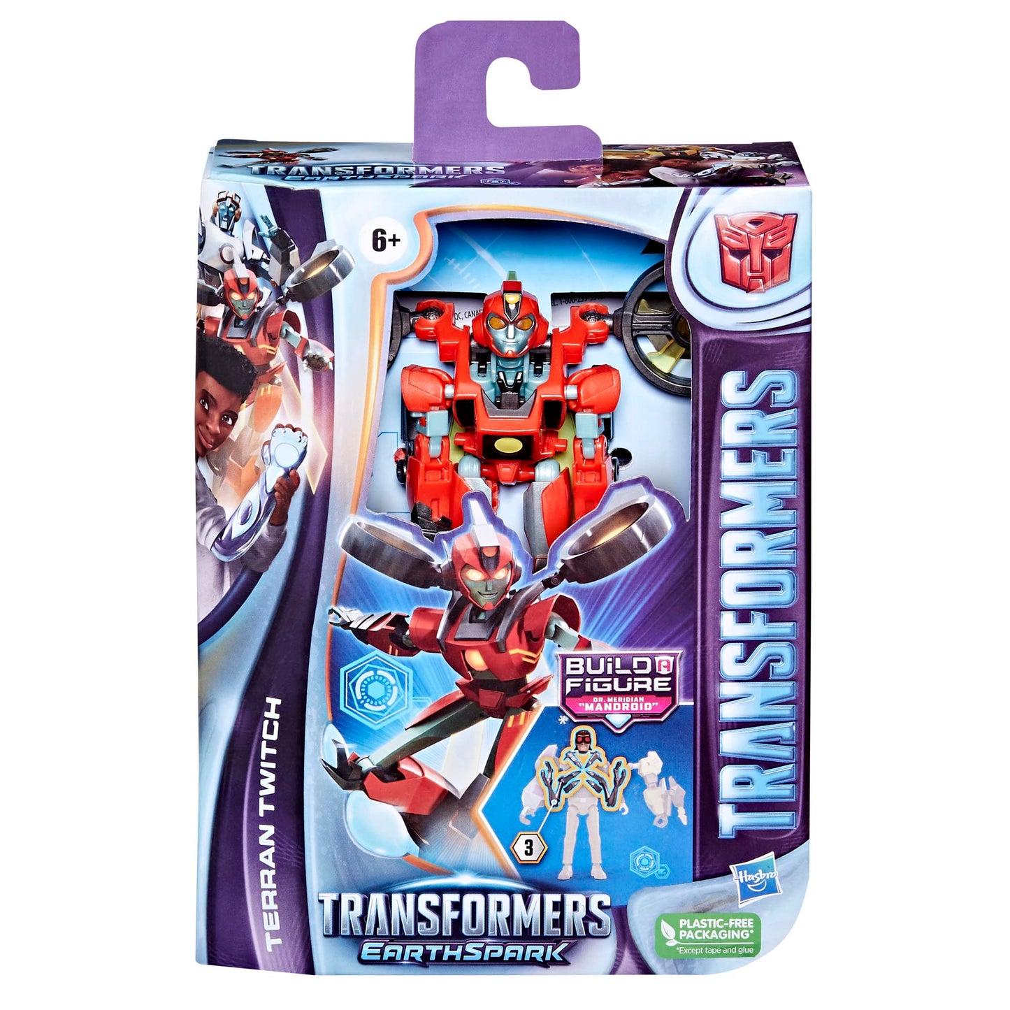 Transformers EarthSpark Terran Twitch Deluxe Figure – 5-Inch 2-in-1 Robot to Drone with Build-A-Figure Piece