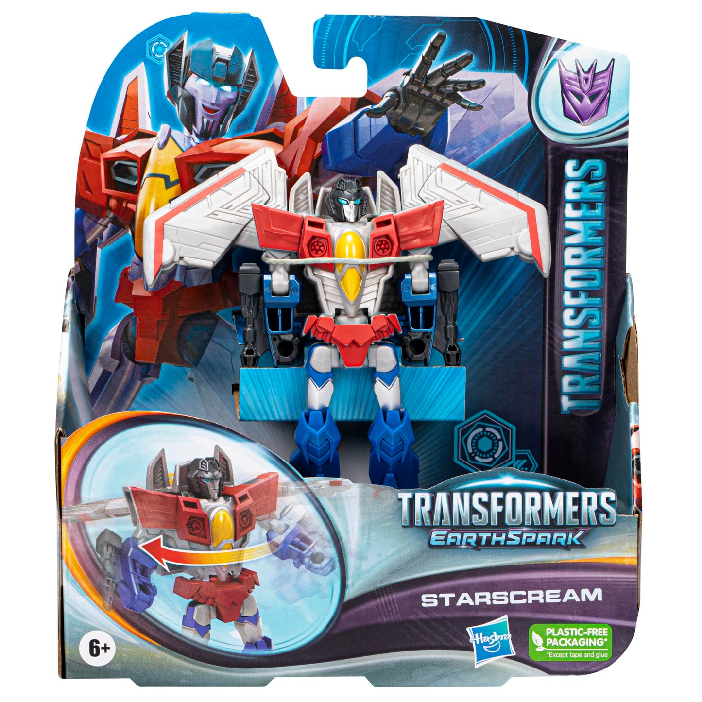 Transformers EarthSpark Warrior Class Starscream Action Figure – 5-Inch, 2-in-1 Robot to Jet Conversion