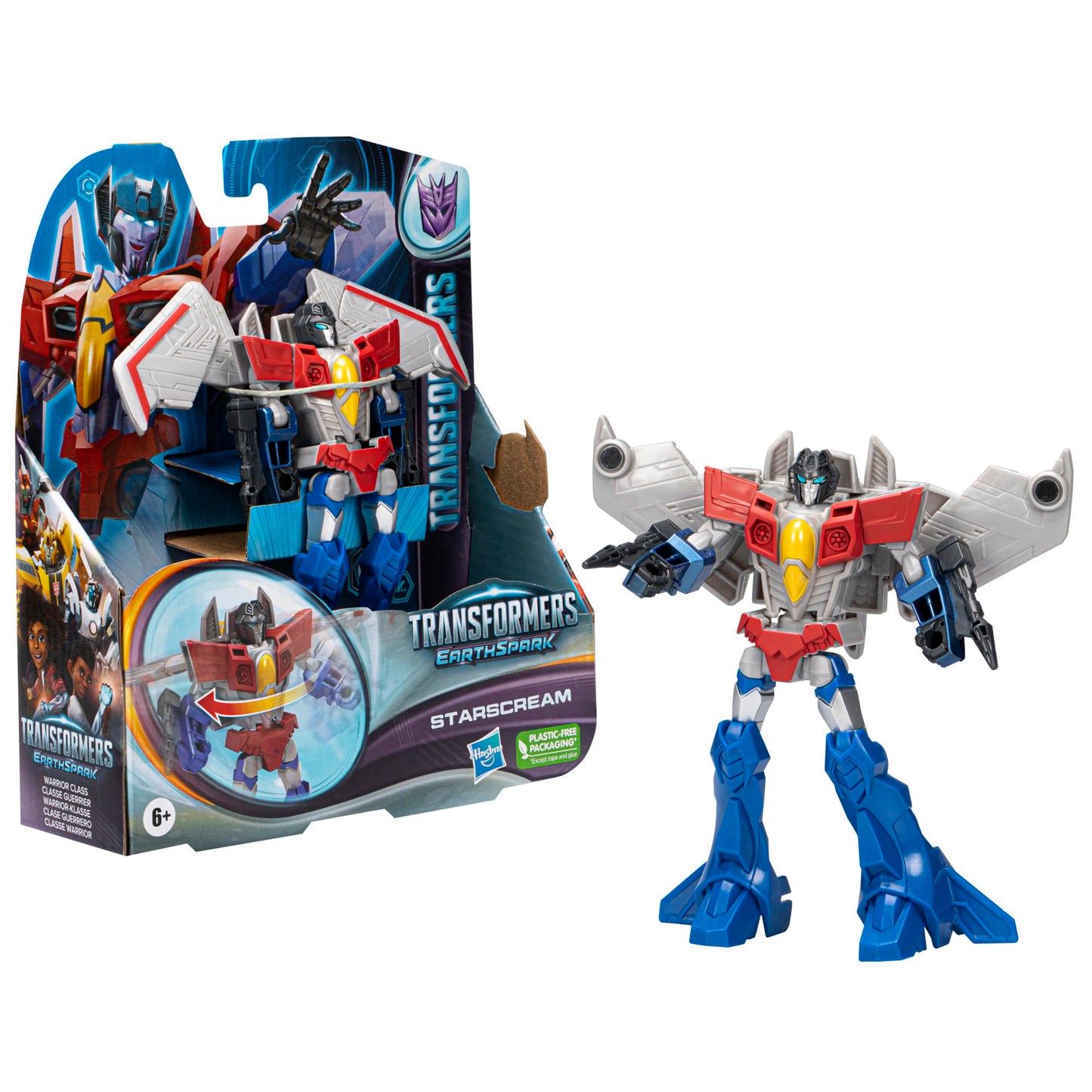 Transformers EarthSpark Warrior Class Starscream Action Figure – 5-Inch, 2-in-1 Robot to Jet Conversion