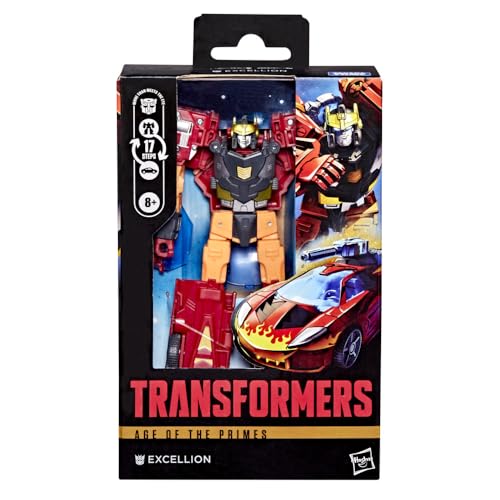 Transformers Age of the Primes Excellion Deluxe Class Action Figure - 14 cm, 17-Step Robot to Car