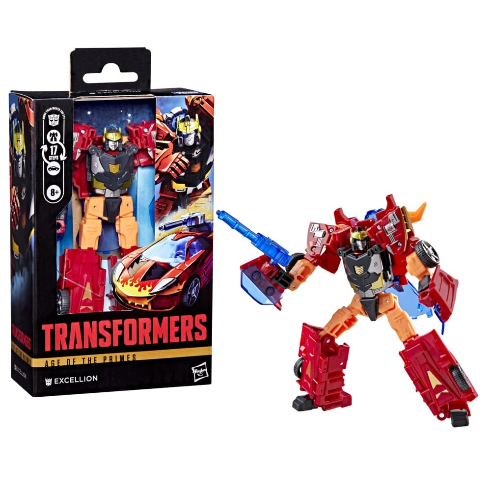Transformers Age of the Primes Excellion Deluxe Class Action Figure - 14 cm, 17-Step Robot to Car
