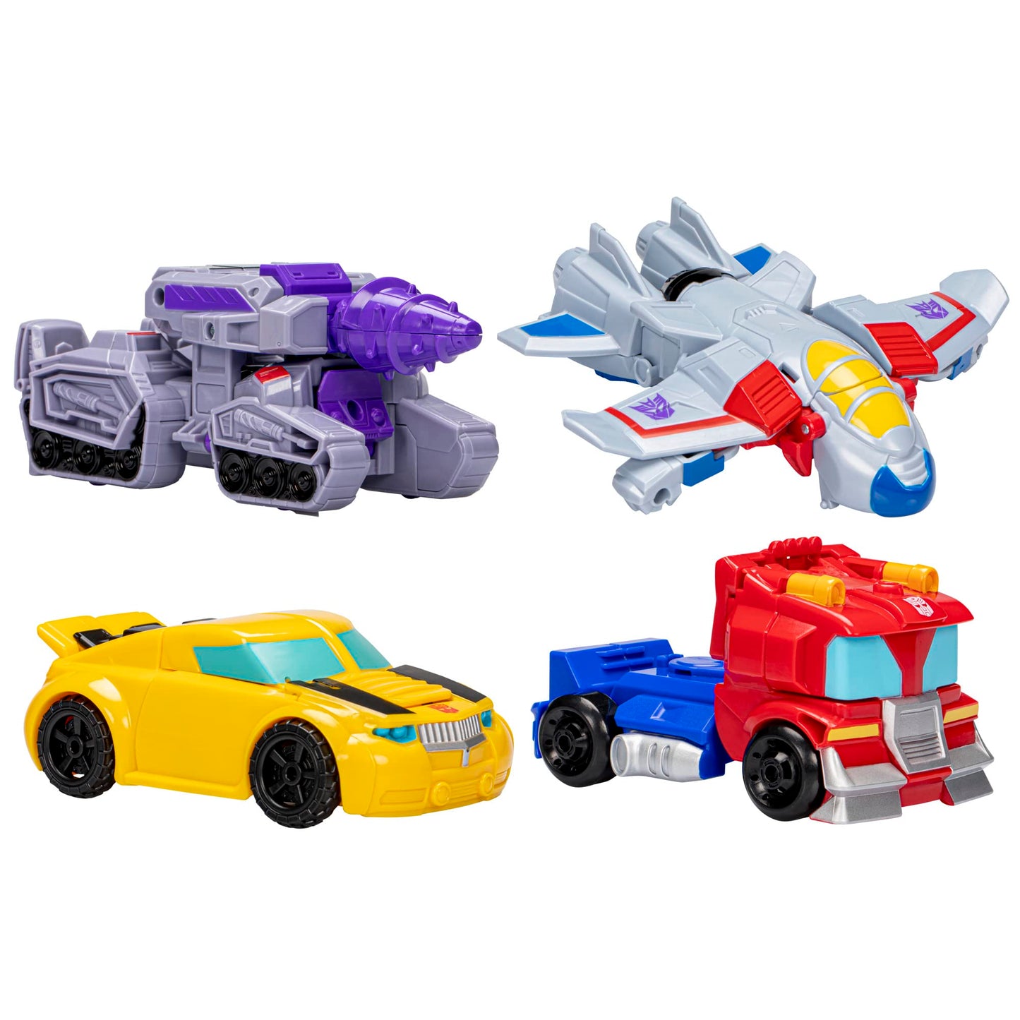 Transformers Heroes vs Villains 4-Pack – 4.5-Inch Autobot & Decepticon Action Figures | Easy 2-in-1 Play for Kids 3+