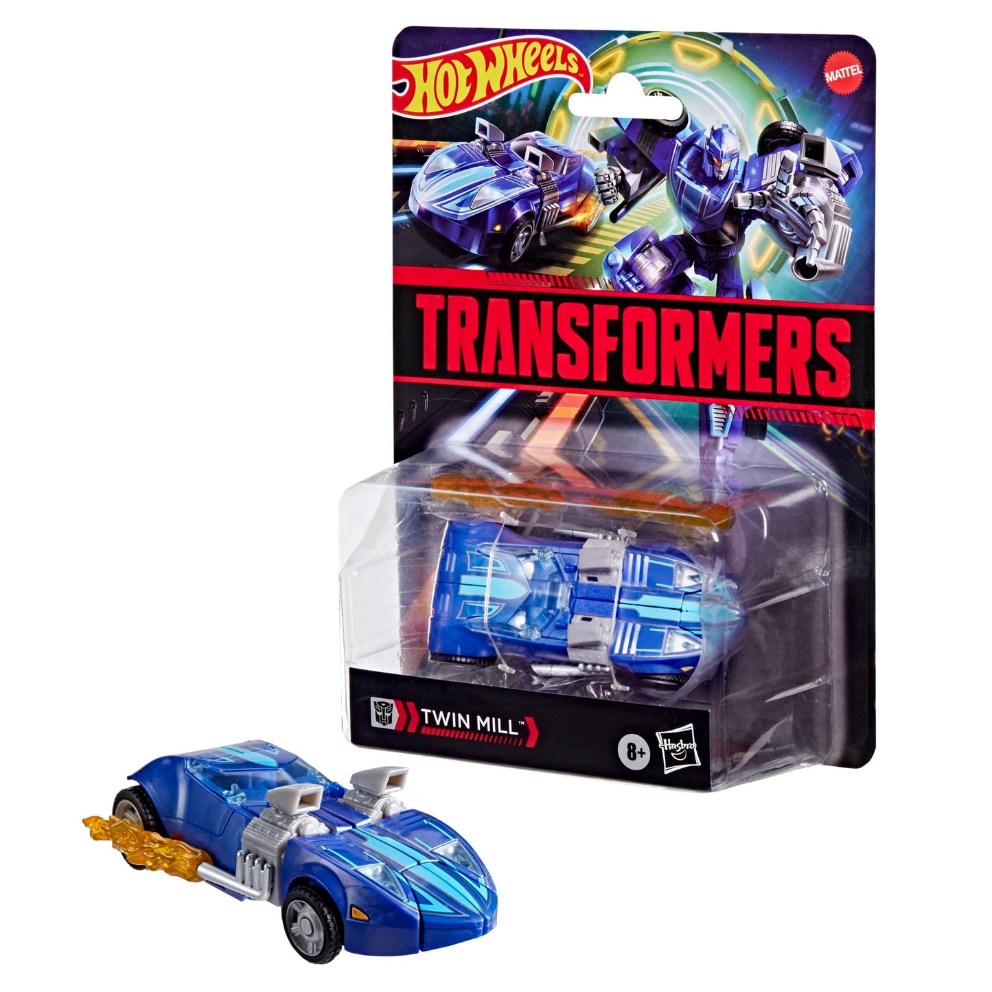 Transformers x Hot Wheels Twin Mill Deluxe 5-Inch Robot Figure — Converts to Car (Ages 8+)