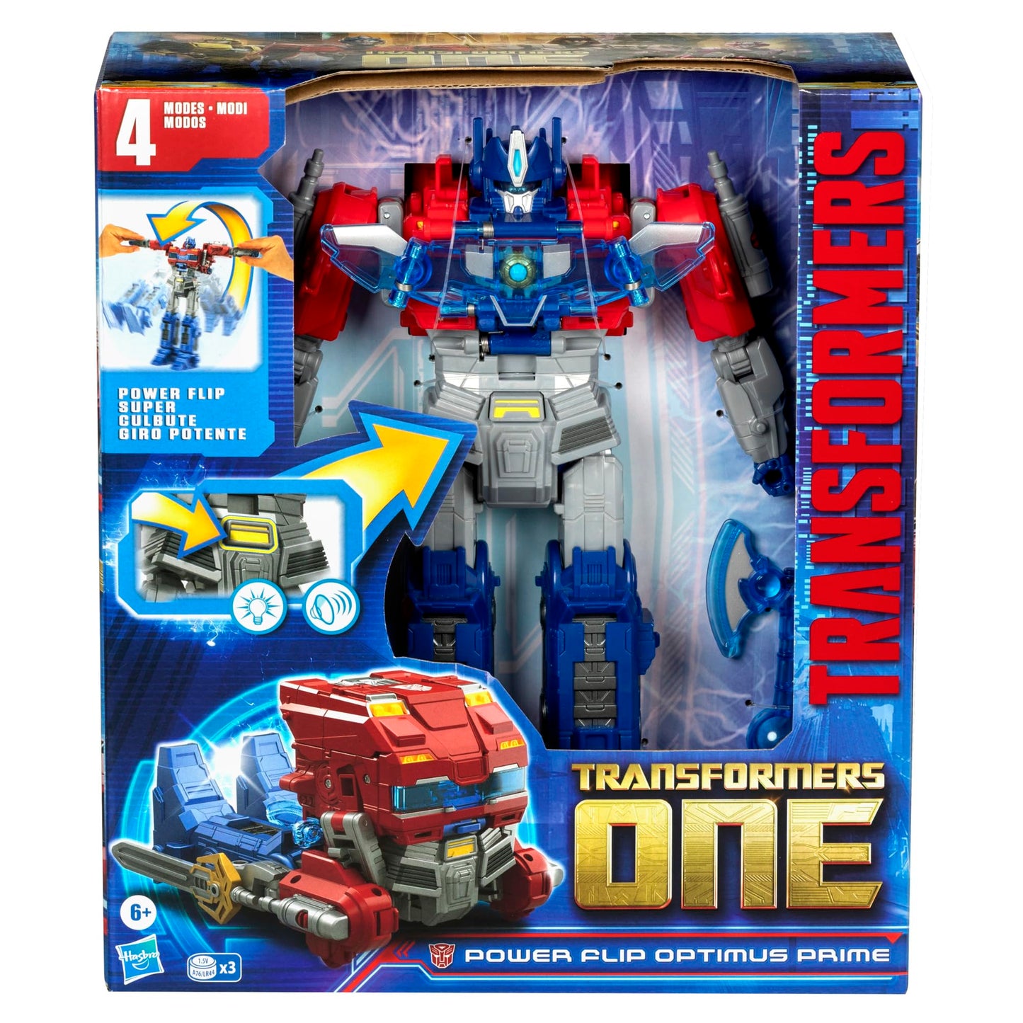 Transformers One Power Flip Optimus Prime (Orion Pax) – 4 Modes, 10-Inch Interactive Figure with Lights & Sounds