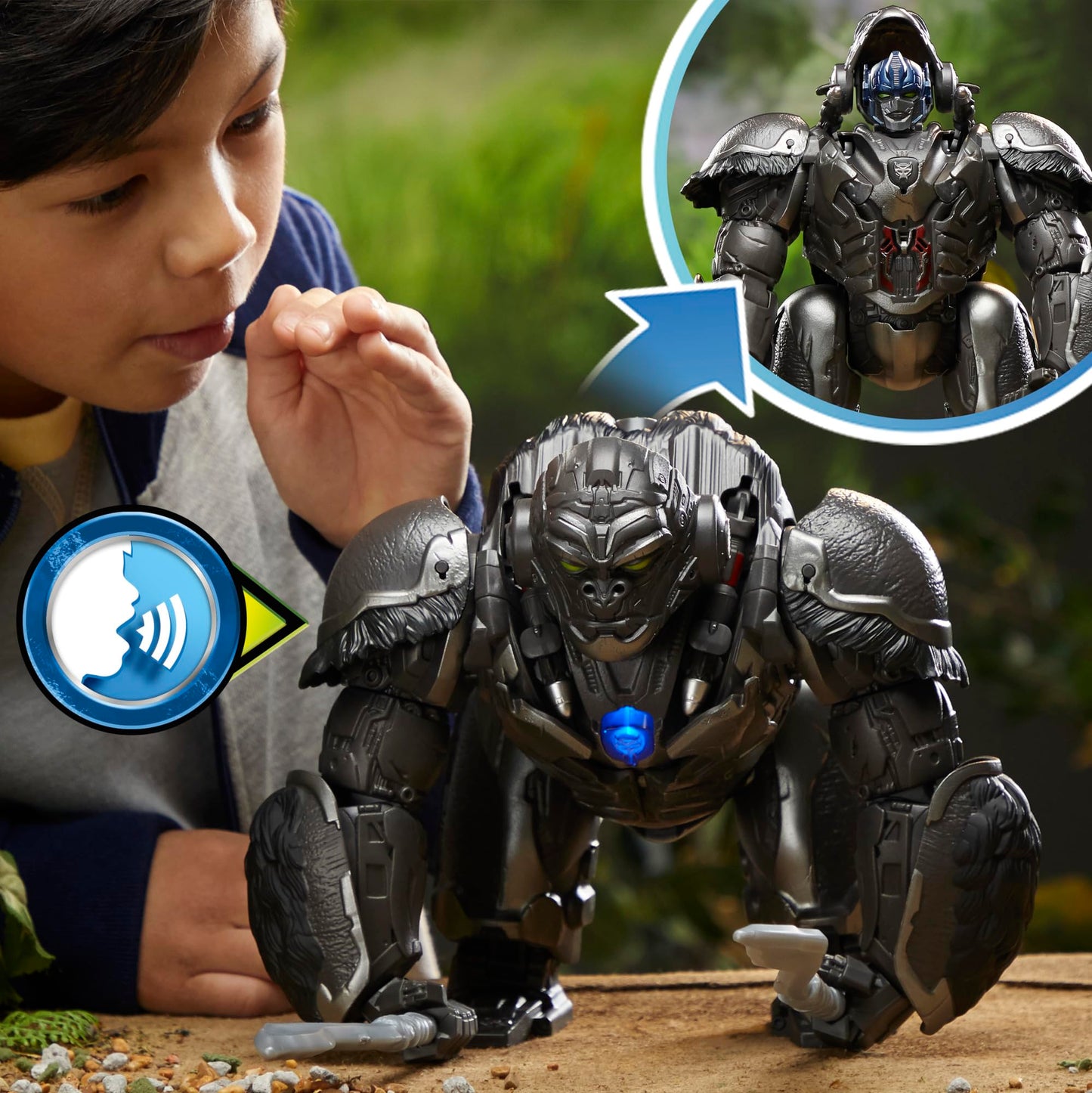Transformers Rise of the Beasts Optimus Primal Animatronic Toy — 12.5-Inch, Voice-Activated Conversion