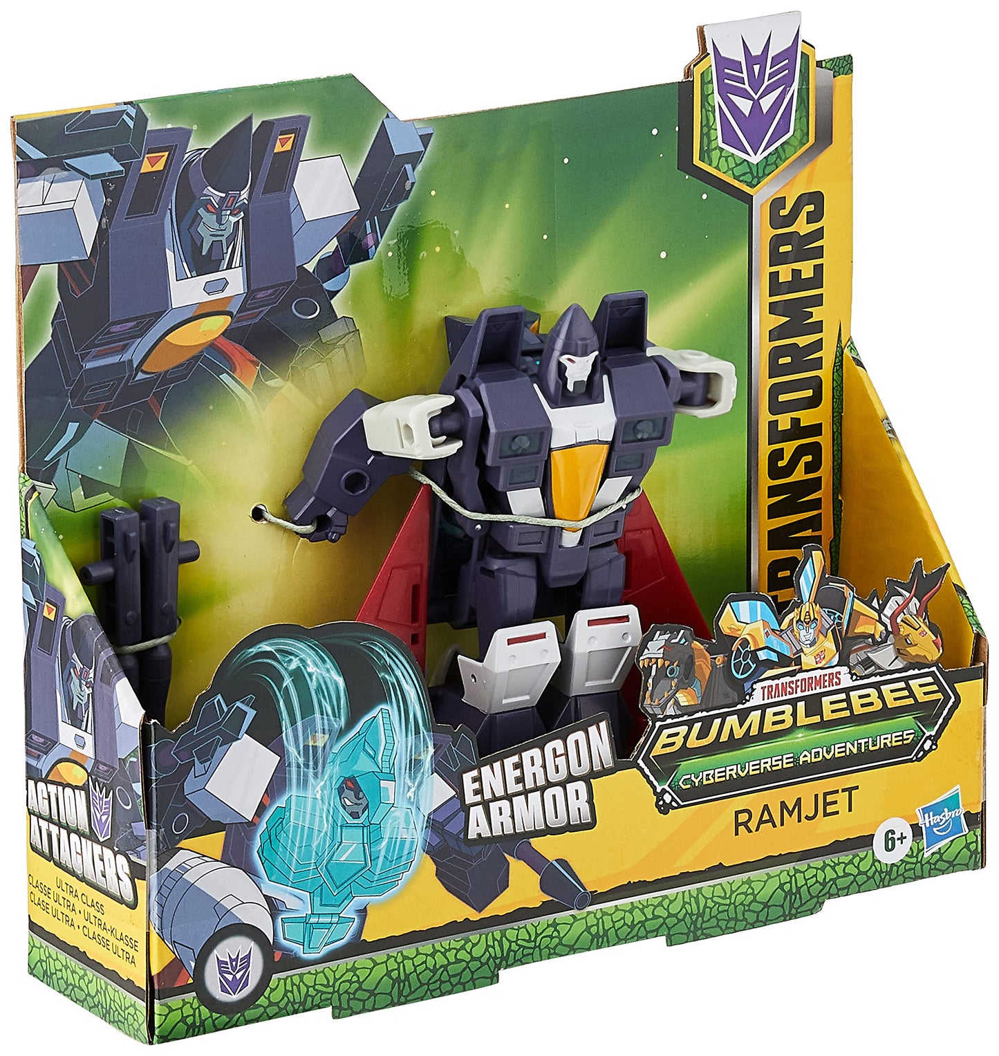 Transformers Bumblebee Cyberverse Adventures Ramjet Ultra Class Figure with Energon Armor – 6.75 inch