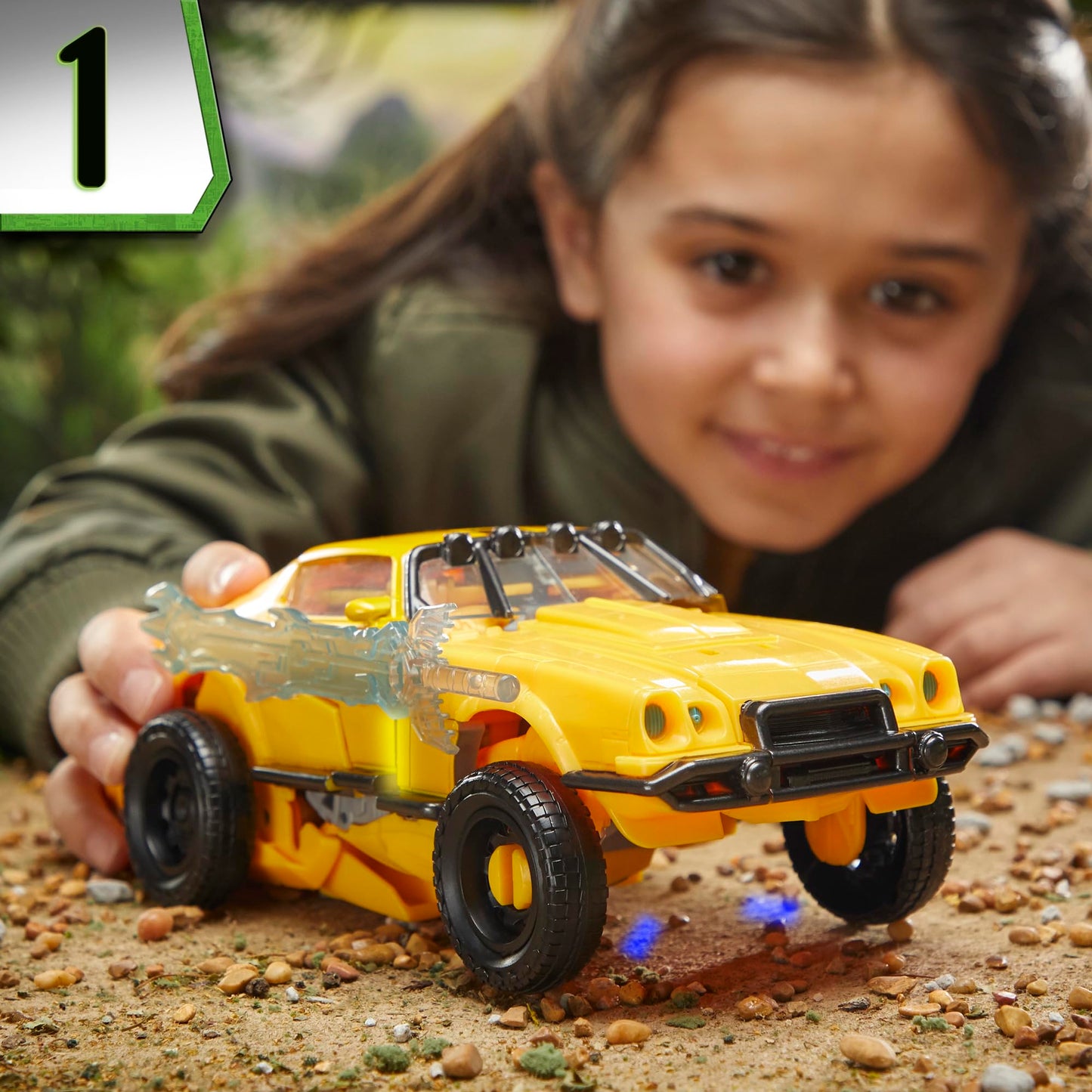 Transformers Rise of the Beasts Beast-Mode Bumblebee 10-Inch Converting Toy with Lights & Sounds