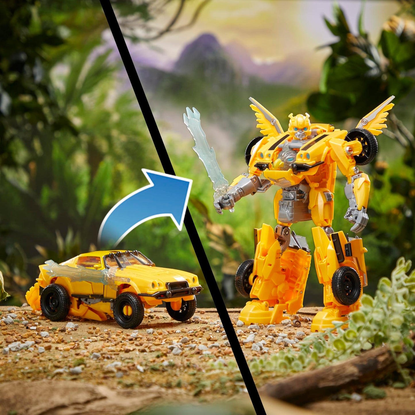 Transformers Rise of the Beasts Beast-Mode Bumblebee 10-Inch Converting Toy with Lights & Sounds