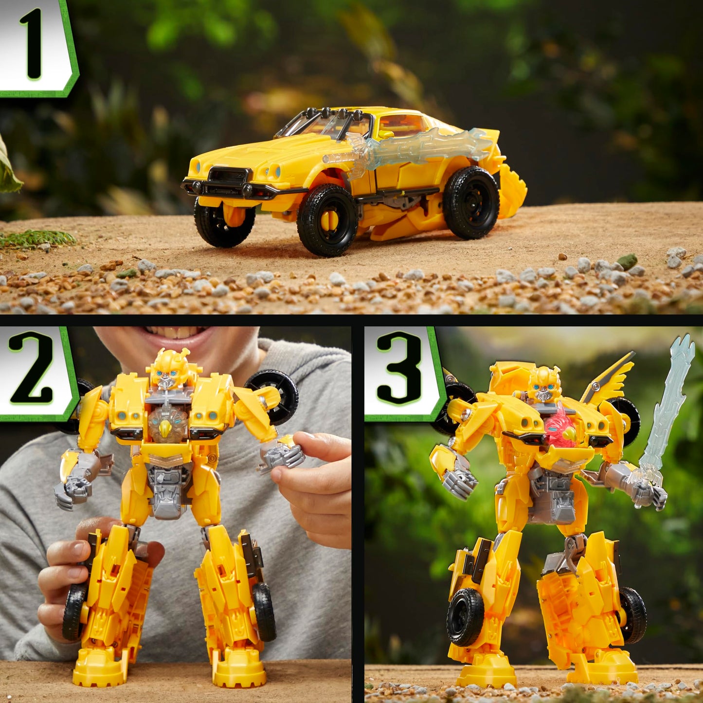 Transformers Rise of the Beasts Beast-Mode Bumblebee 10-Inch Converting Toy with Lights & Sounds
