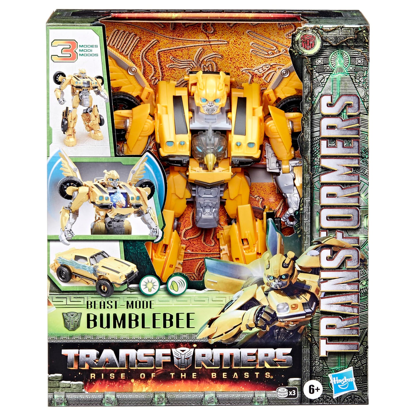 Transformers Rise of the Beasts Beast-Mode Bumblebee 10-Inch Converting Toy with Lights & Sounds