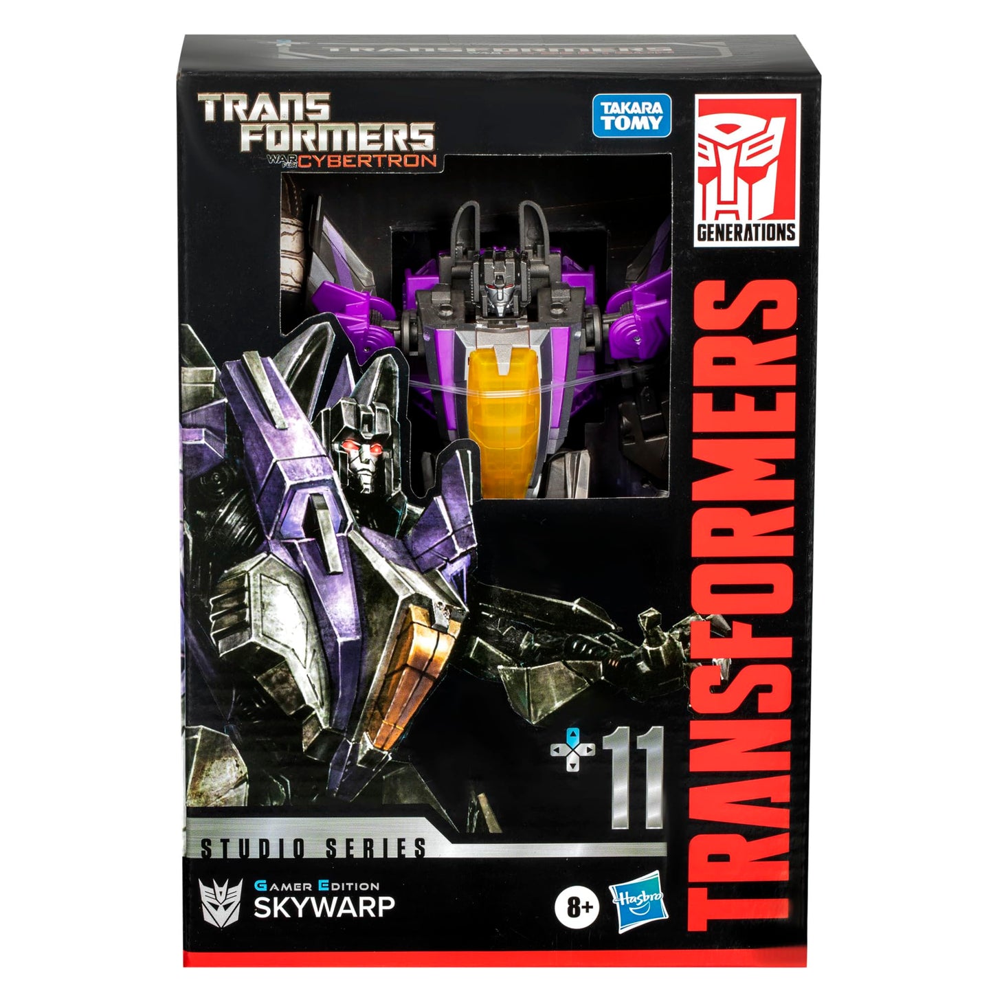 Transformers Studio Series Voyager Class Gamer Edition Skywarp 6.5 Inch - 29 Step Convert with Removable Backdrop