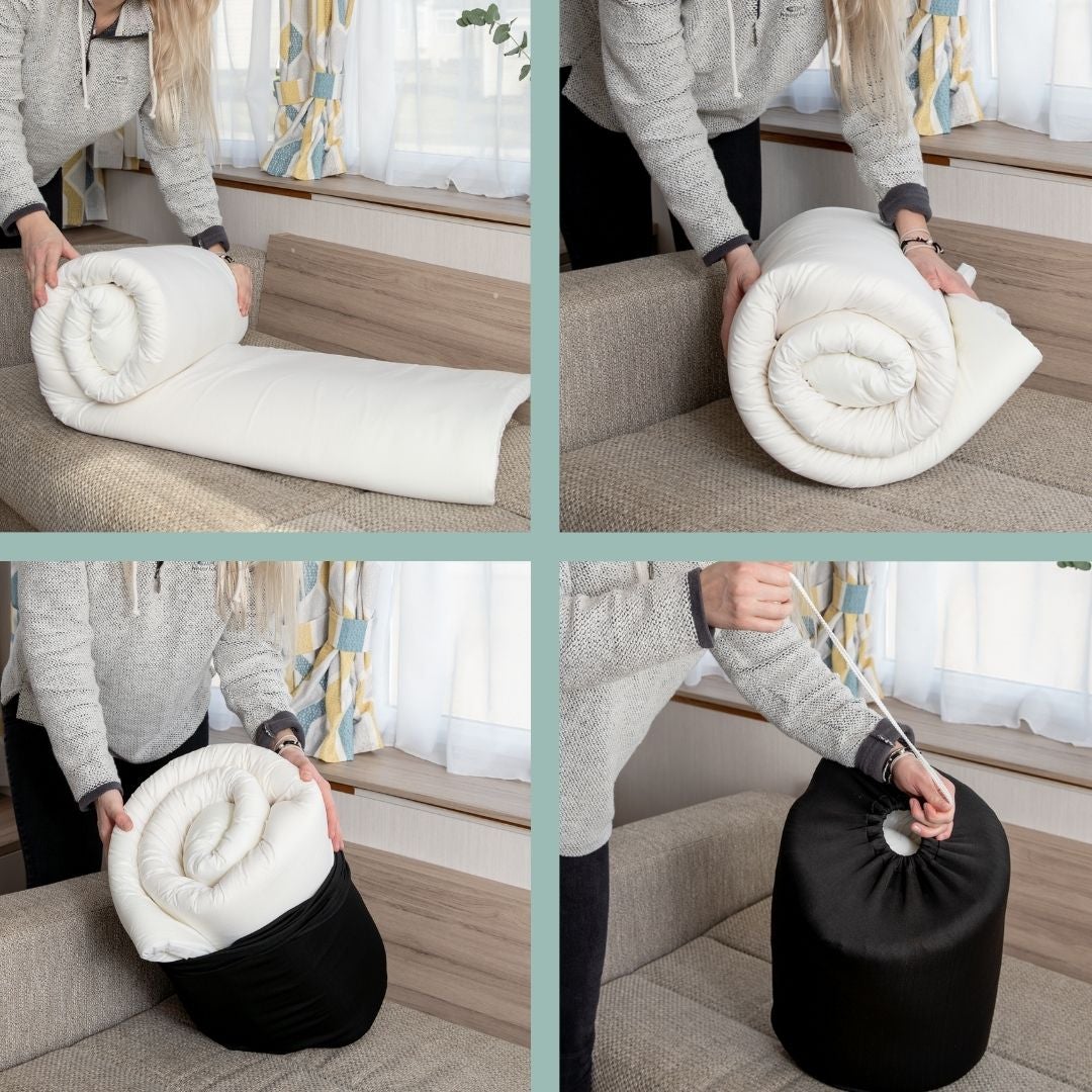 Portable Memory Foam Travel Mattress Topper – Camping & Campervan Bed