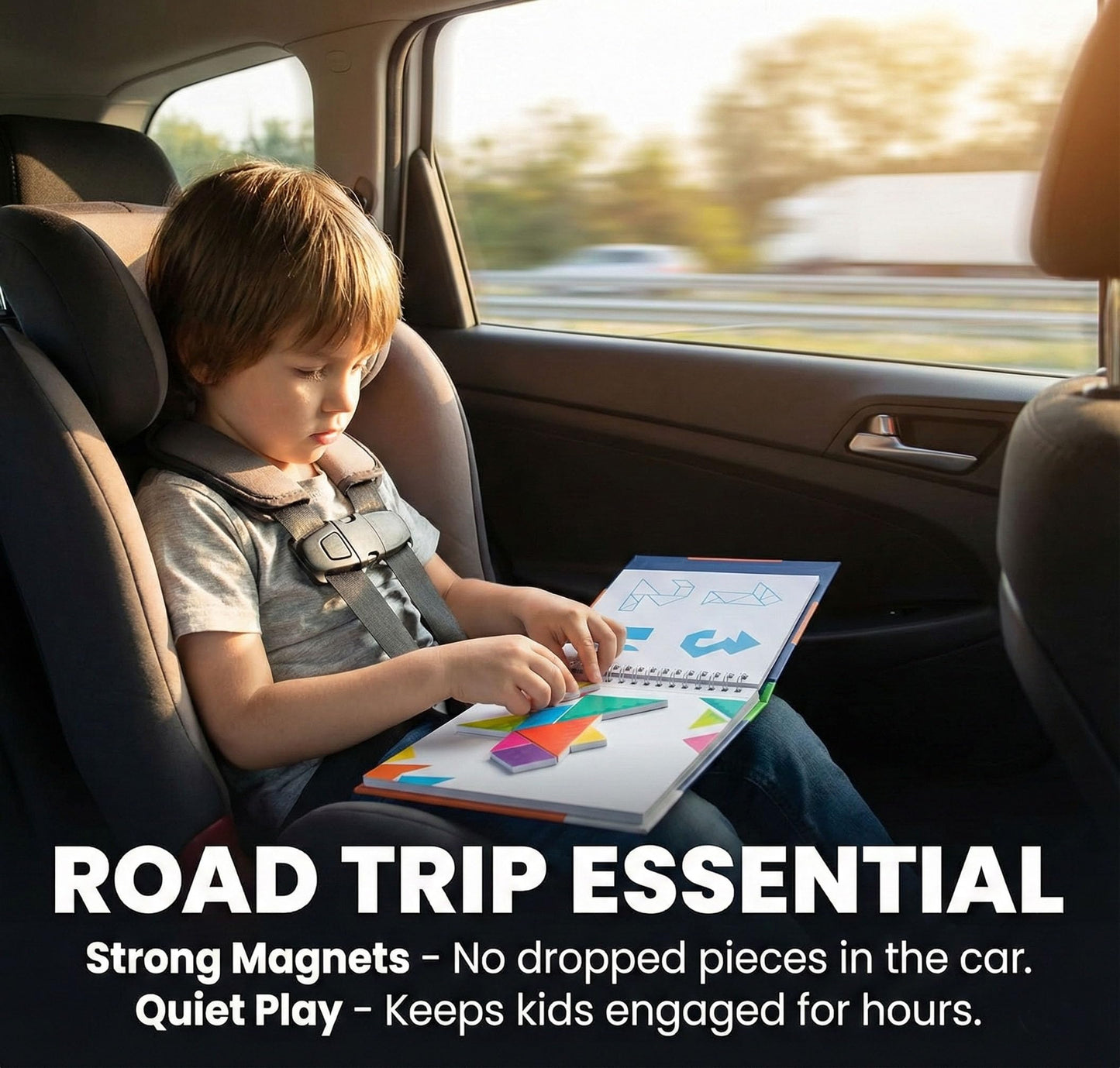 Travofun Travel Tangrams | Magnetic Travel Games for Road Trips and Kids 3+