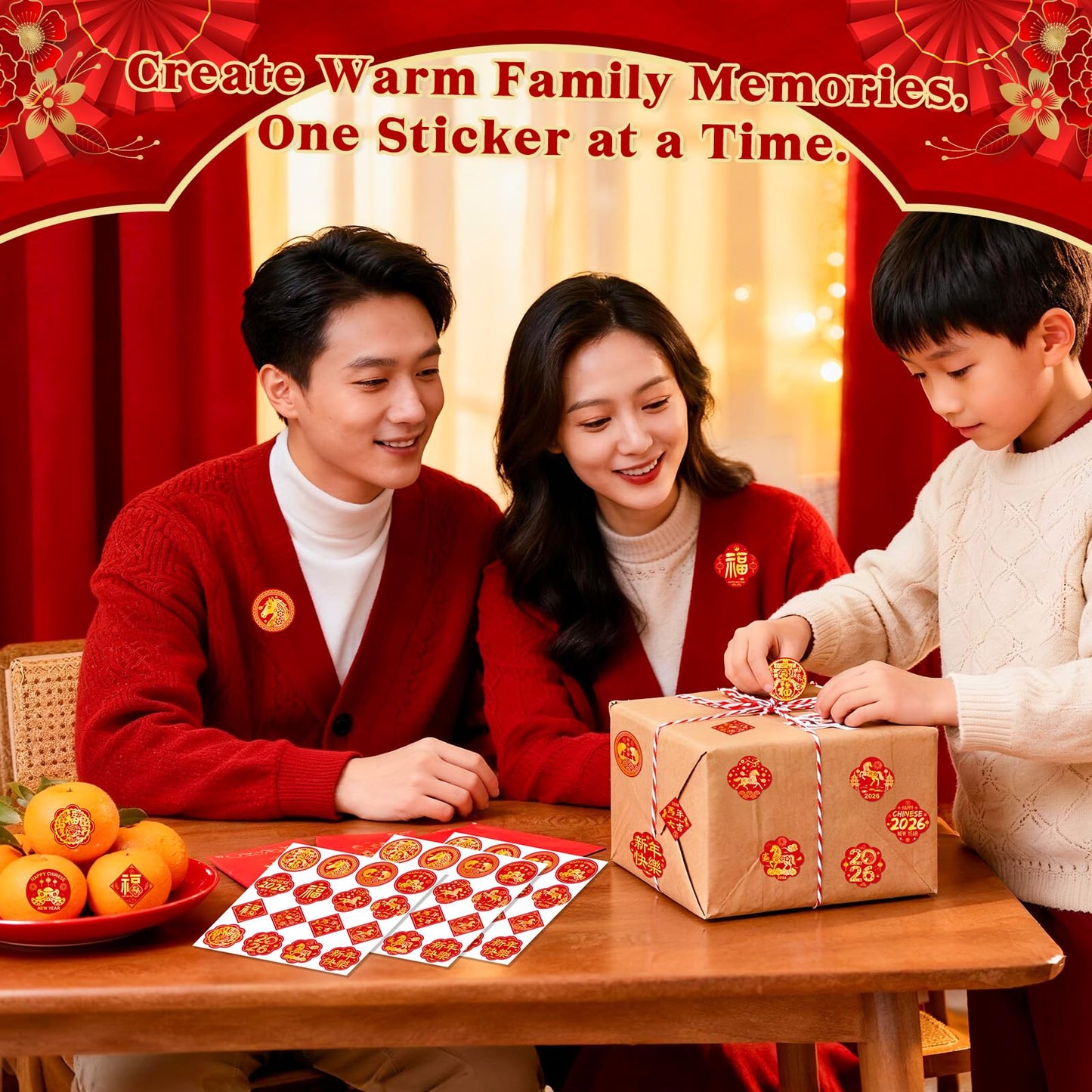TREACLUB 320PCS Chinese Lunar New Year Candy Stickers – Year of the Horse 2026