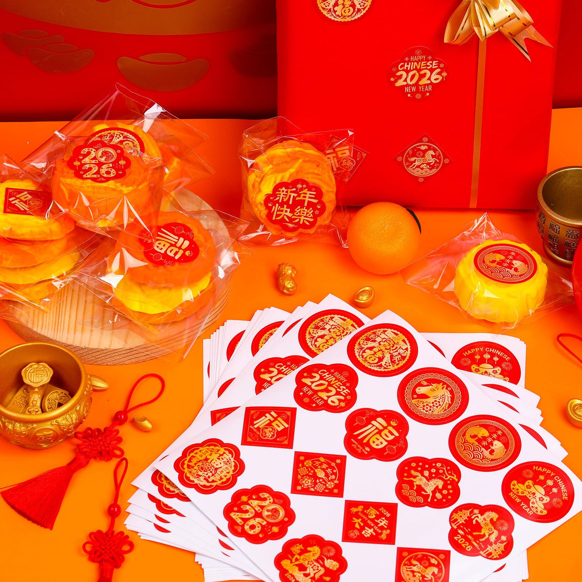 TREACLUB 320PCS Chinese Lunar New Year Candy Stickers – Year of the Horse 2026