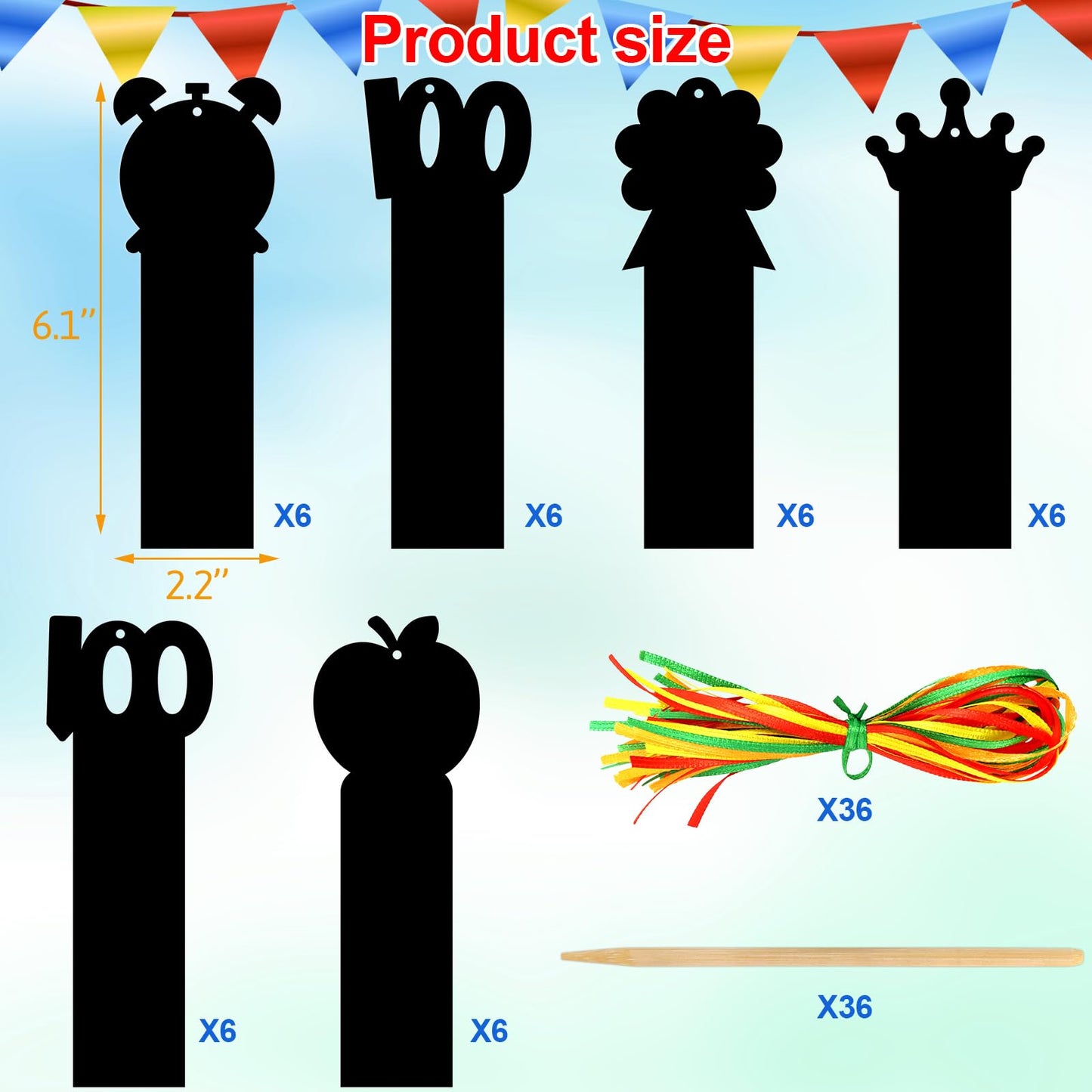 Treasure Cove 100 Days Scratch Bookmarks – 36 Pcs DIY Color Scratch Paper Set