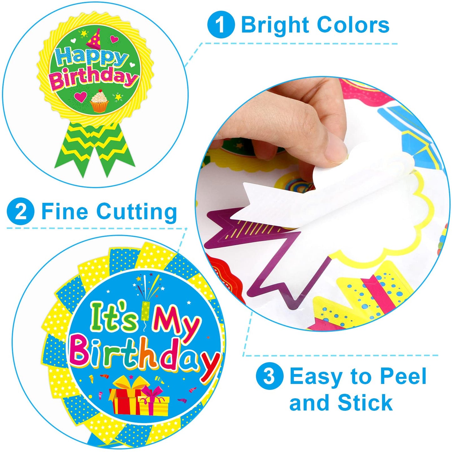 Treasure Cove Happy Birthday Stickers – 204 Pcs Birthday Badges