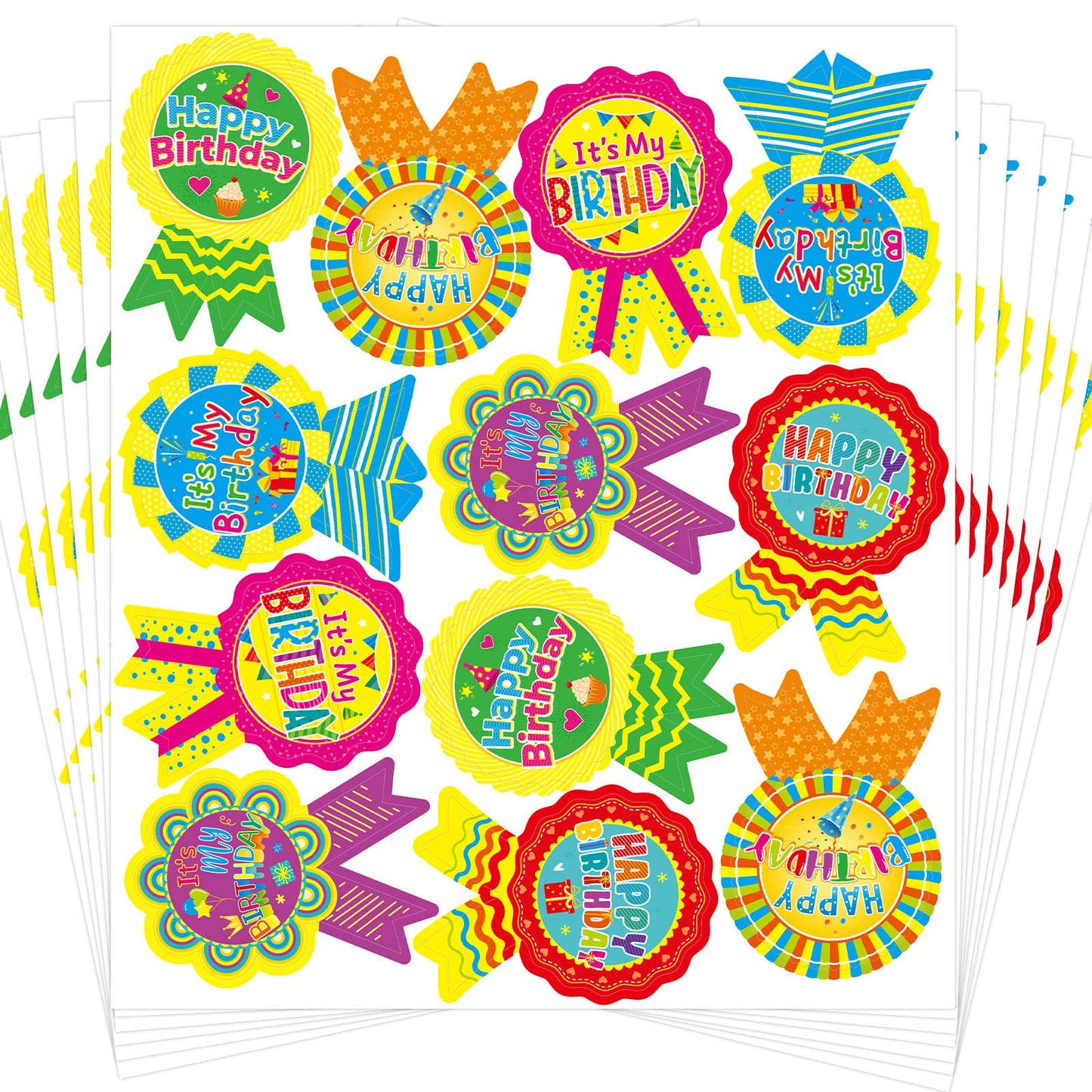 Treasure Cove Happy Birthday Stickers – 204 Pcs Birthday Badges