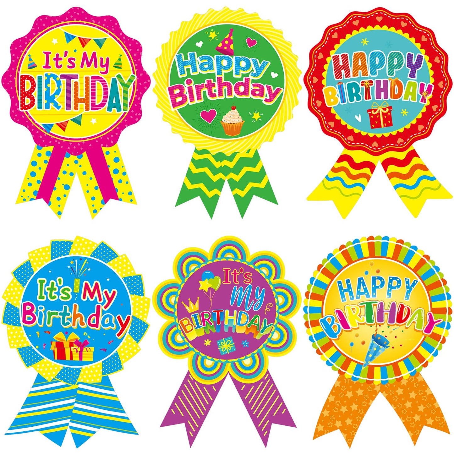 Treasure Cove Happy Birthday Stickers – 204 Pcs Birthday Badges