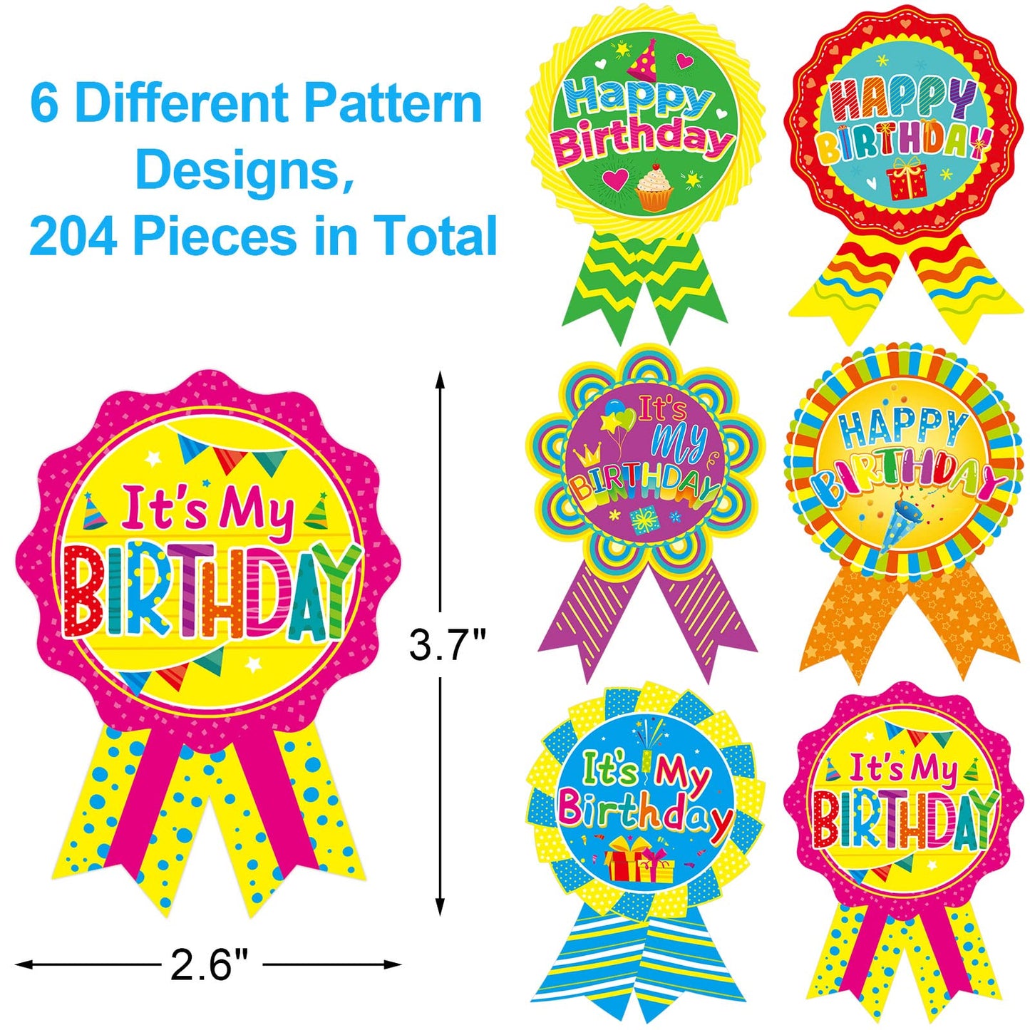 Treasure Cove Happy Birthday Stickers – 204 Pcs Birthday Badges