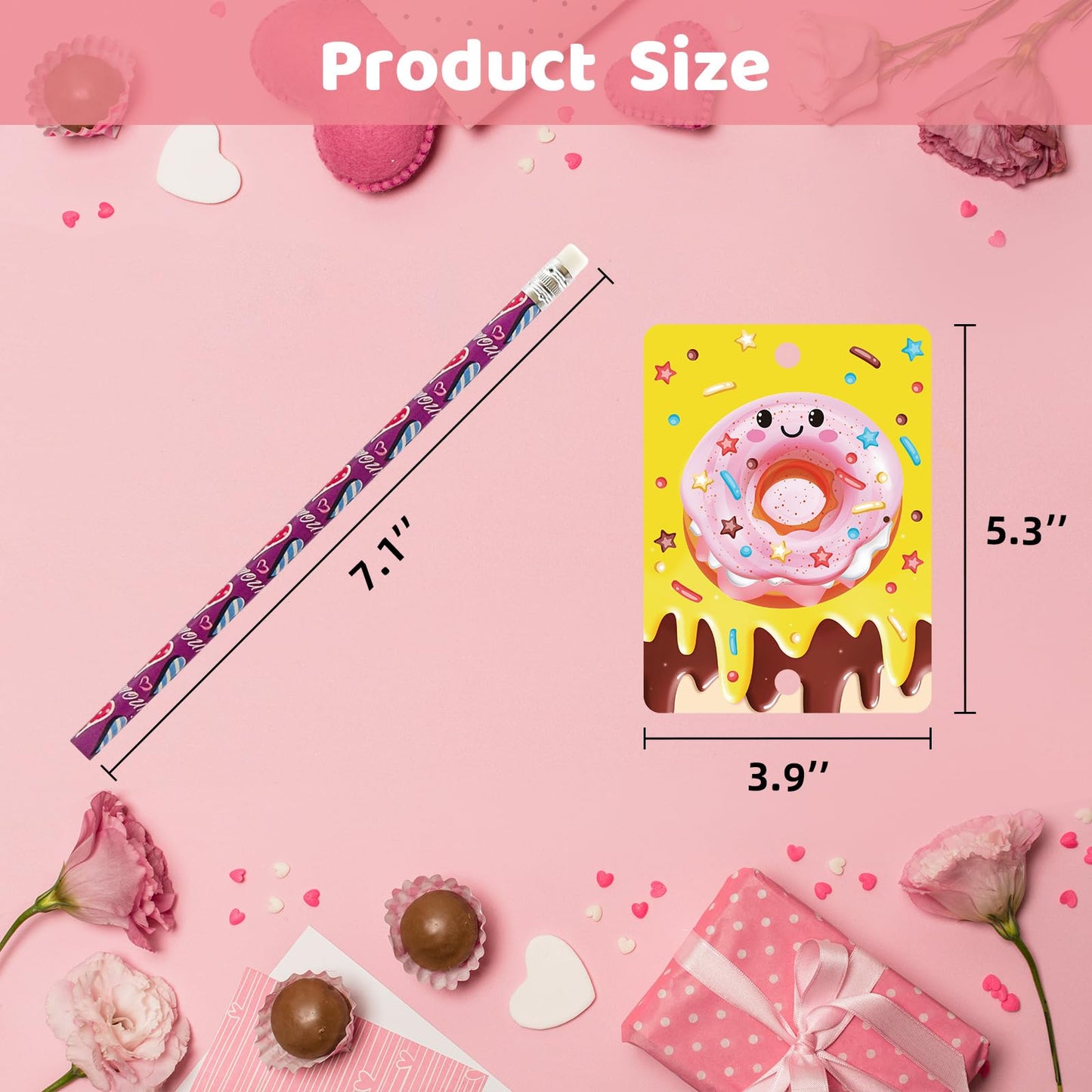 Treasure Cove Valentines Day Cards with Pencils – 28 Card & Pencil Set for Classroom Exchanges