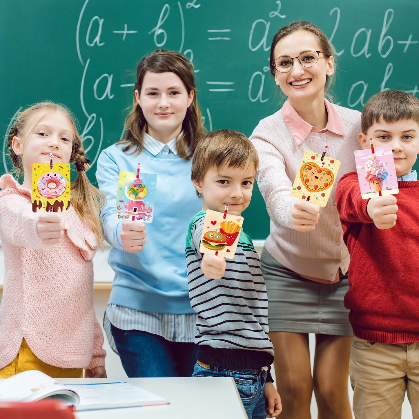 Treasure Cove Valentines Day Cards with Pencils – 28 Card & Pencil Set for Classroom Exchanges