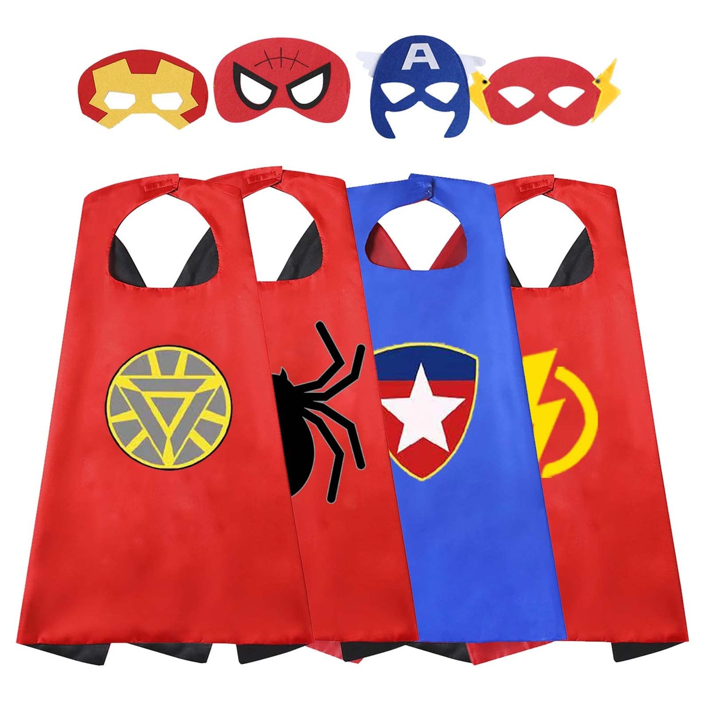 Treasure Store Superhero Capes & Masks — 4-Piece Dress-Up Set for 3-7 Year Old Boys