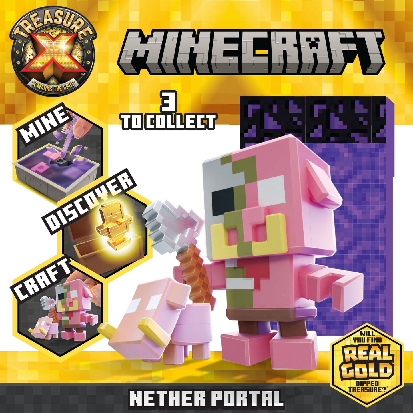 Treasure X Minecraft S1 Nether Portal Craft | Collectible Figures & Crafting Set