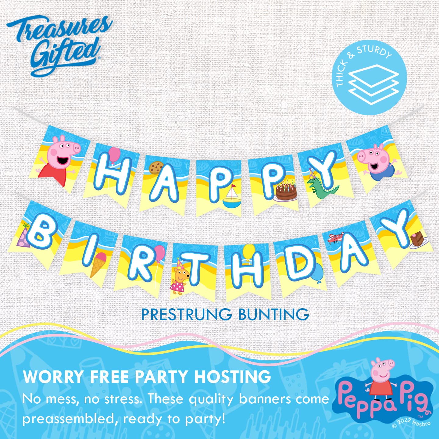 Treasures Gifted Officially Licensed Peppa Pig Birthday Banner | Peppa Pig Party Supplies