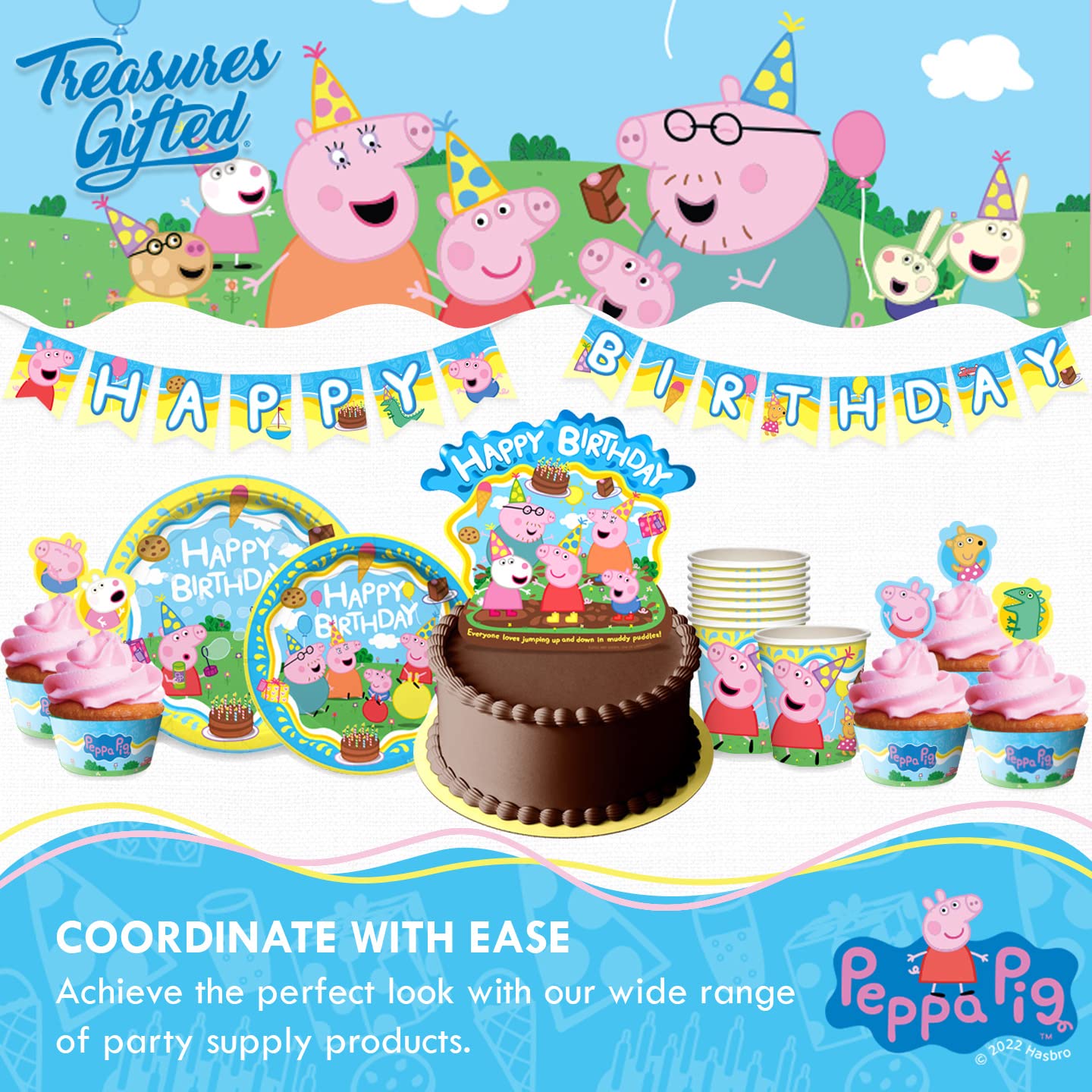 Treasures Gifted Officially Licensed Peppa Pig Birthday Banner | Peppa Pig Party Supplies