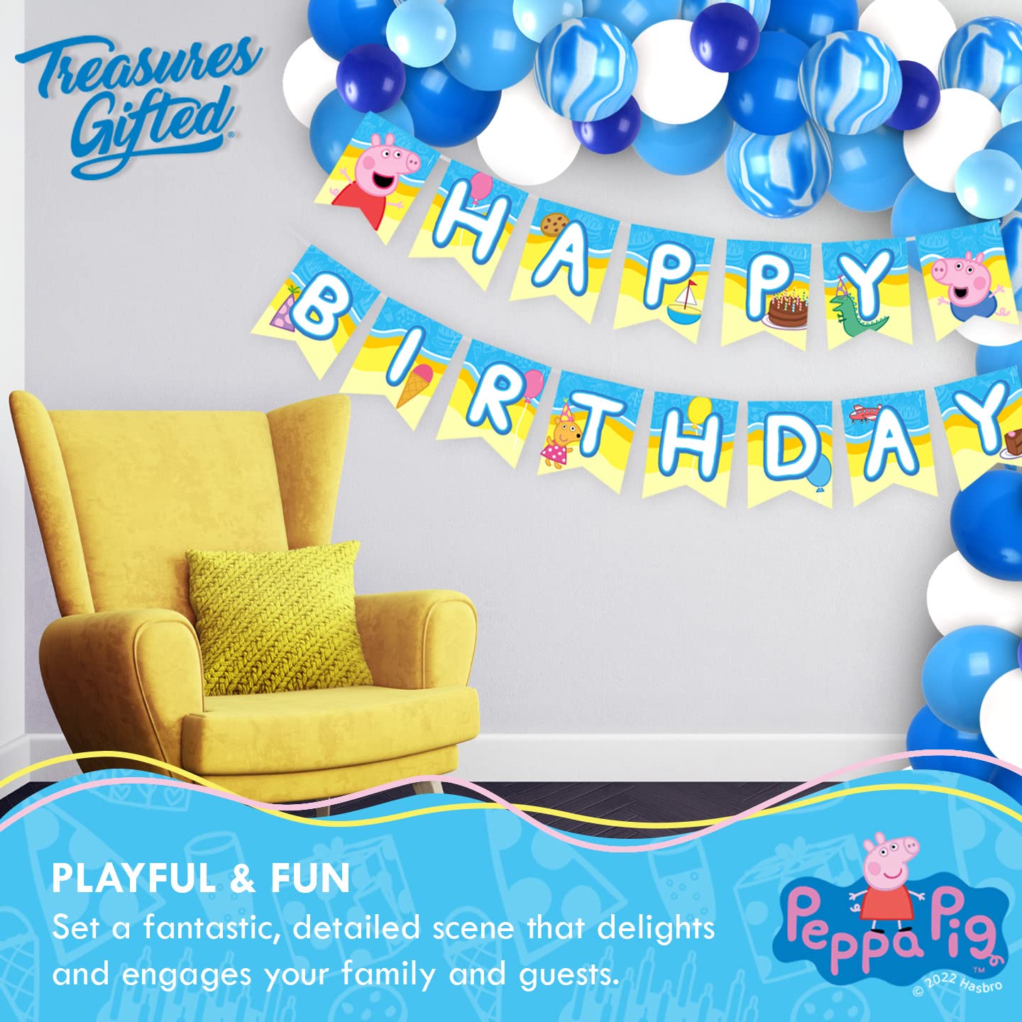 Treasures Gifted Officially Licensed Peppa Pig Birthday Banner | Peppa Pig Party Supplies