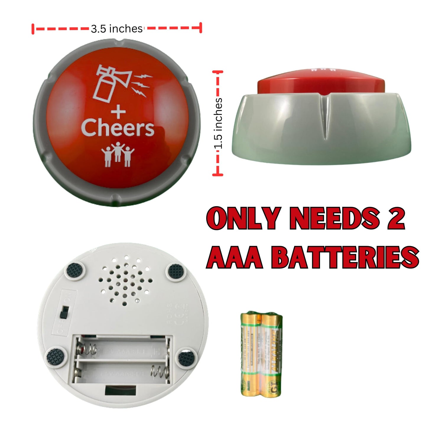 Trebisky Airhorn Button — Applause & Cheers, Easy Party Noise Maker for Office, Sports & Home