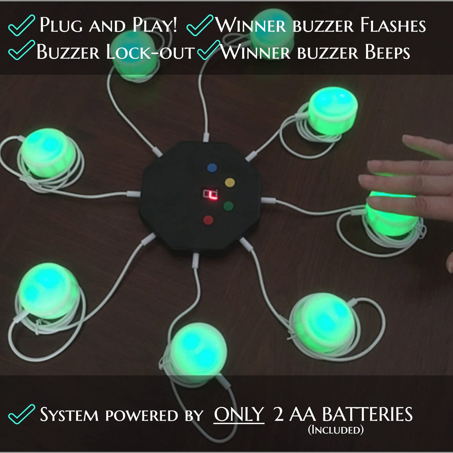 Trebisky 8-Button LED Buzzer System Gen 2 – Game Show, Classroom & Family Quiz
