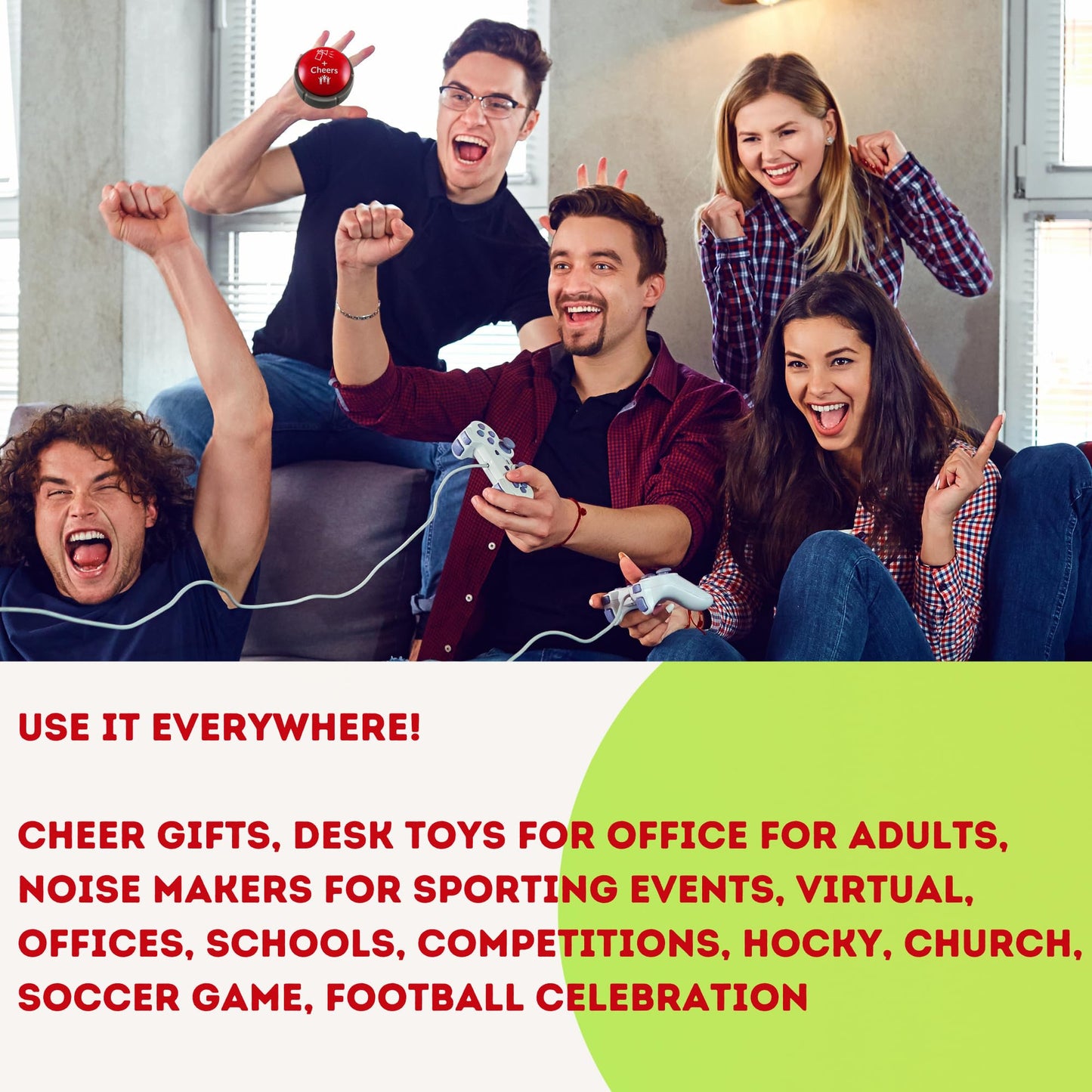 Trebisky Airhorn Button — Applause & Cheers, Easy Party Noise Maker for Office, Sports & Home