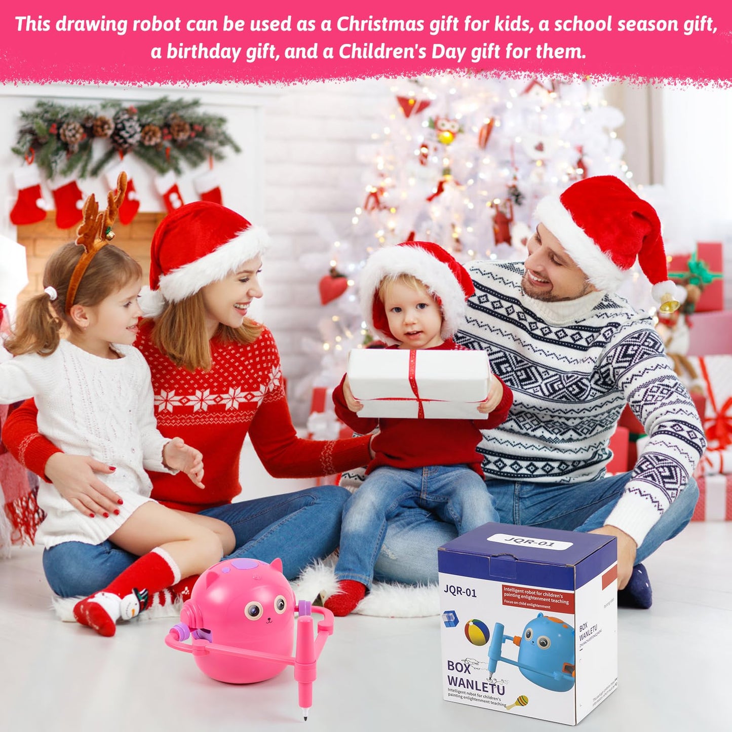 TREEFIA Drawing Robot for Kids – Doodle Bot with 100 Word Cards & 16 Color Pens
