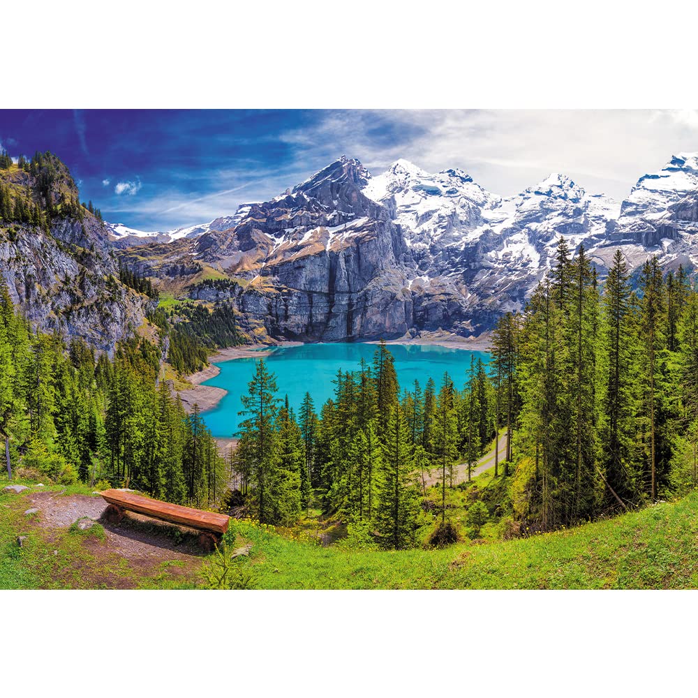 Trefl Lake Oeschinen 1500-Piece Puzzle – Alpine Swiss View, Red, 33x23 inches, DIY for Ages 14+