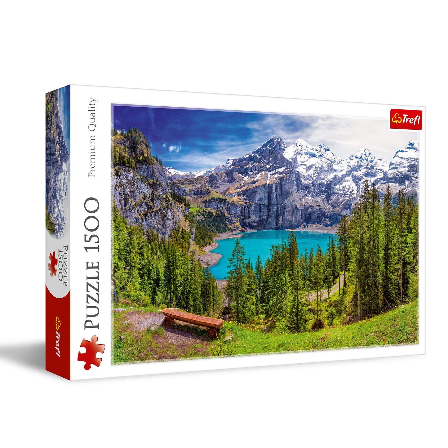 Trefl Lake Oeschinen 1500-Piece Puzzle – Alpine Swiss View, Red, 33x23 inches, DIY for Ages 14+